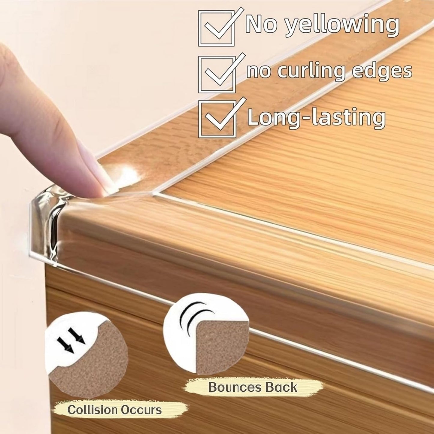 Clear Self Adhesive Edge,1.18in widthx78.8in Length,Door Edge Guard,Adhesive Edge Protector,Cabinet Door Protector Edge Guard,Clear Corner Protectors for Furniture(thk: 2mm)