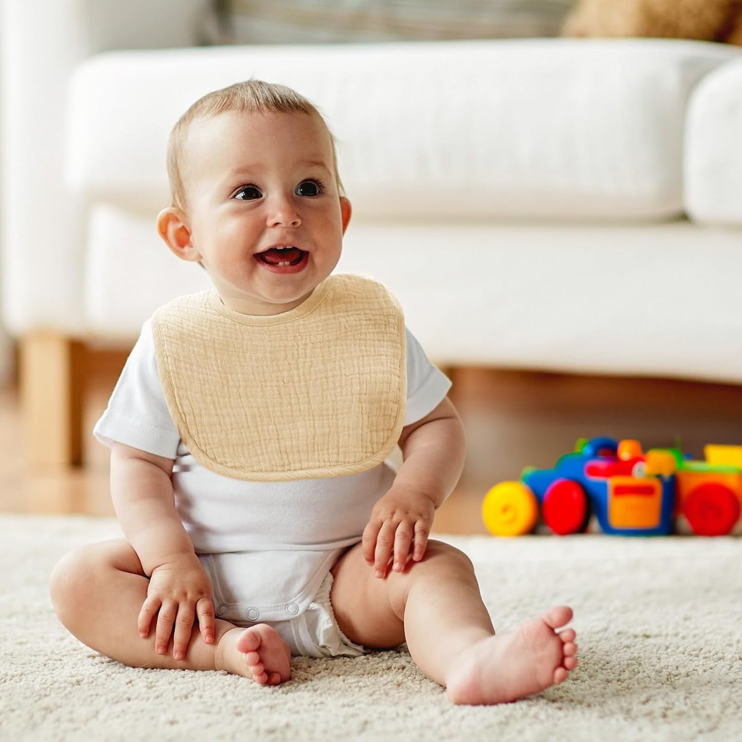 6-Pack Muslin Baby Bibs for Unisex Boys Girls, Cotton Baby Drool Bibs, Drooling and Teething Bibs for Infant