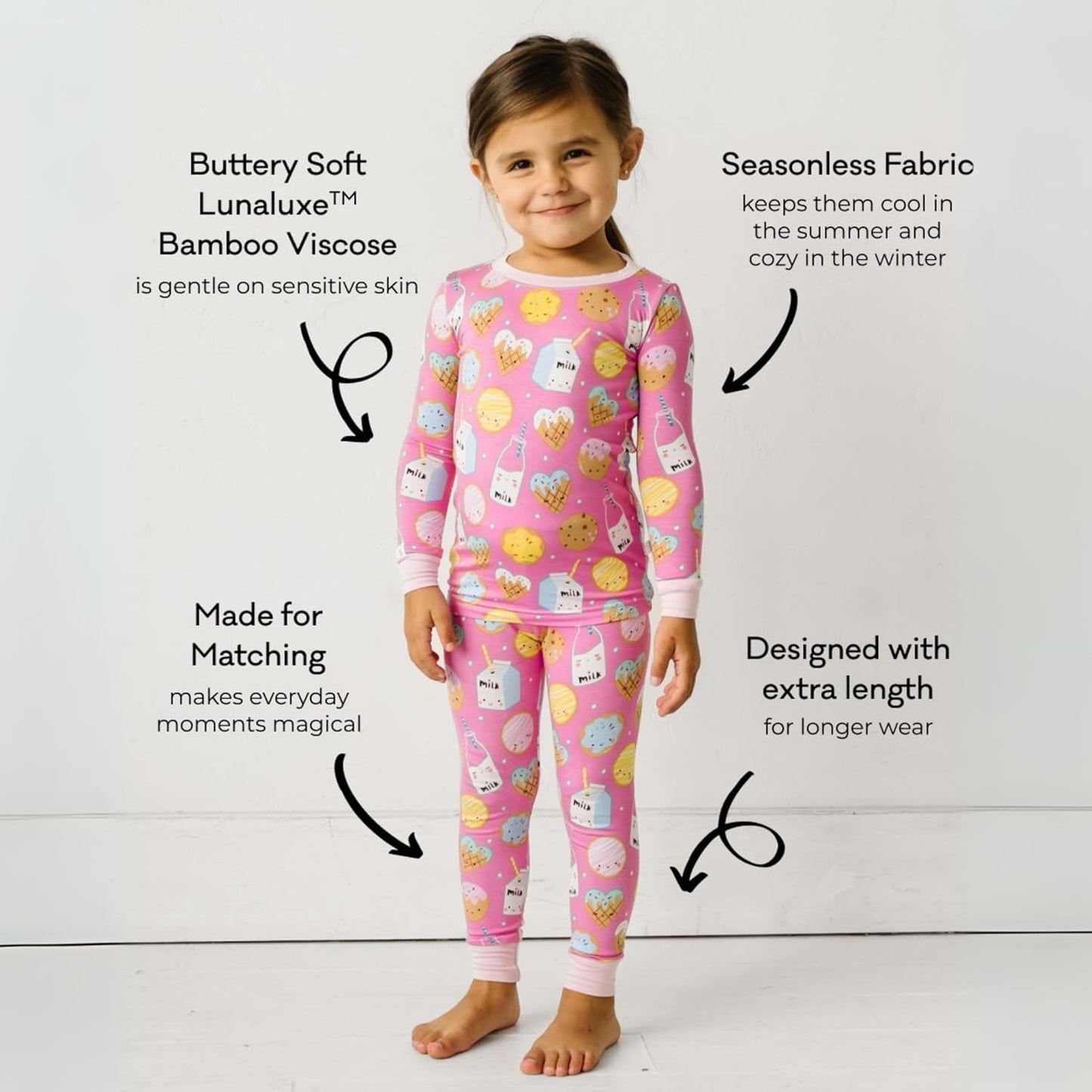 Little Sleepies Two-Piece Pajama Set for Boys & Girls, Soft Viscose from Bamboo Toddler Pajamas for Kids, Family Matching PJs