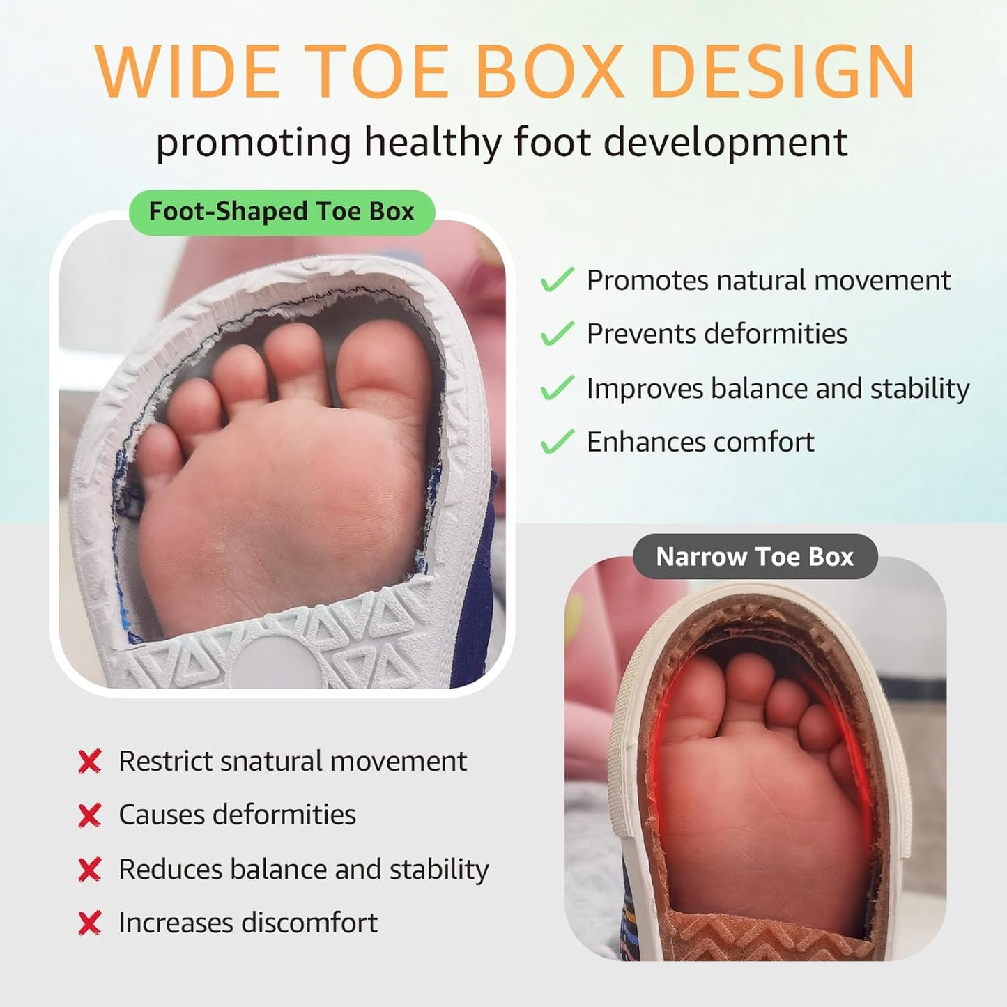 Toddler Wide Toe Box Barefoot Shoes Boys Girls Sneakers Zero Drop Kid Tennis Running Shoes Lightweight Non-Slip Comfortable Infant First Walking Shoe Outdoor Activities School