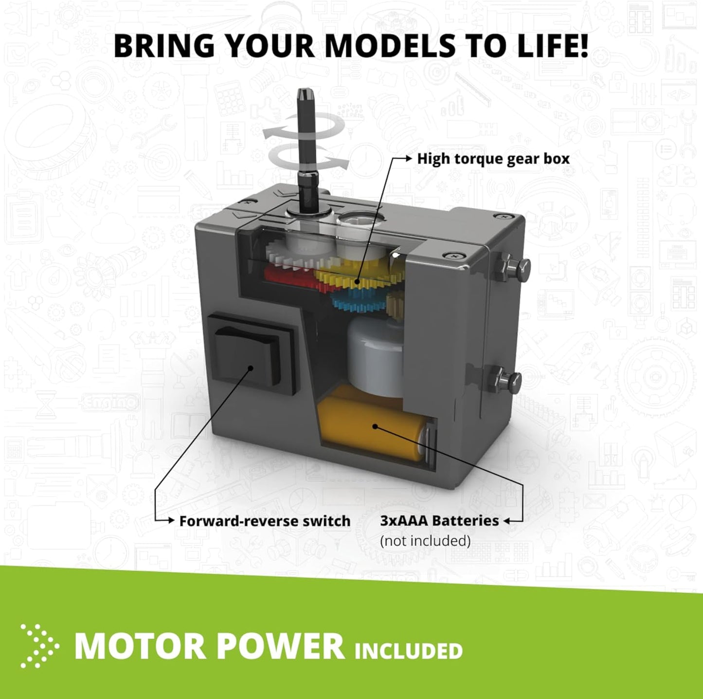 Engino- STEM Toys, Learning About Dinosaurs, Educational Toys for Kids 9+, STEM Projects for Kids, Gifts for Boys & Girls (5 Motorized Models)