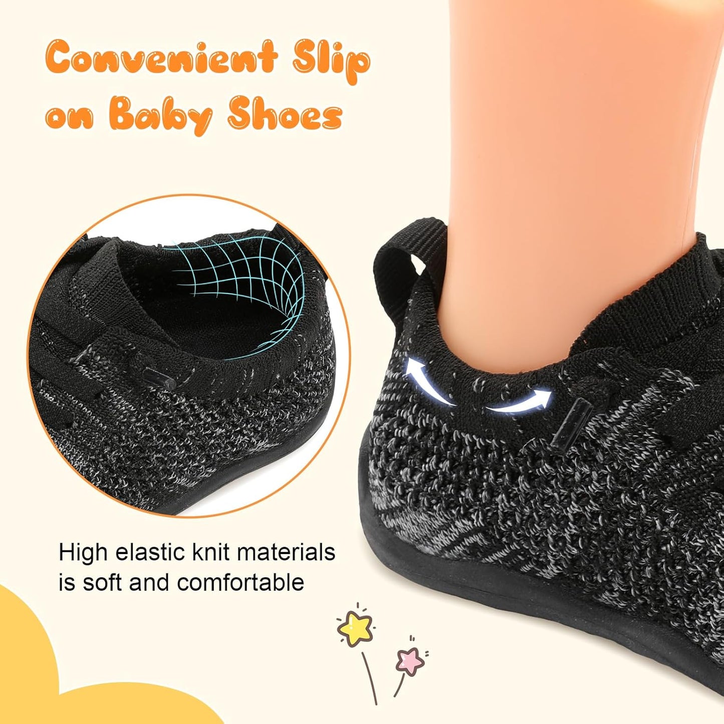JIASUQI Baby Shoes for Toddler Boys Girls Sneakers Slip on Walking Shoes for Babies