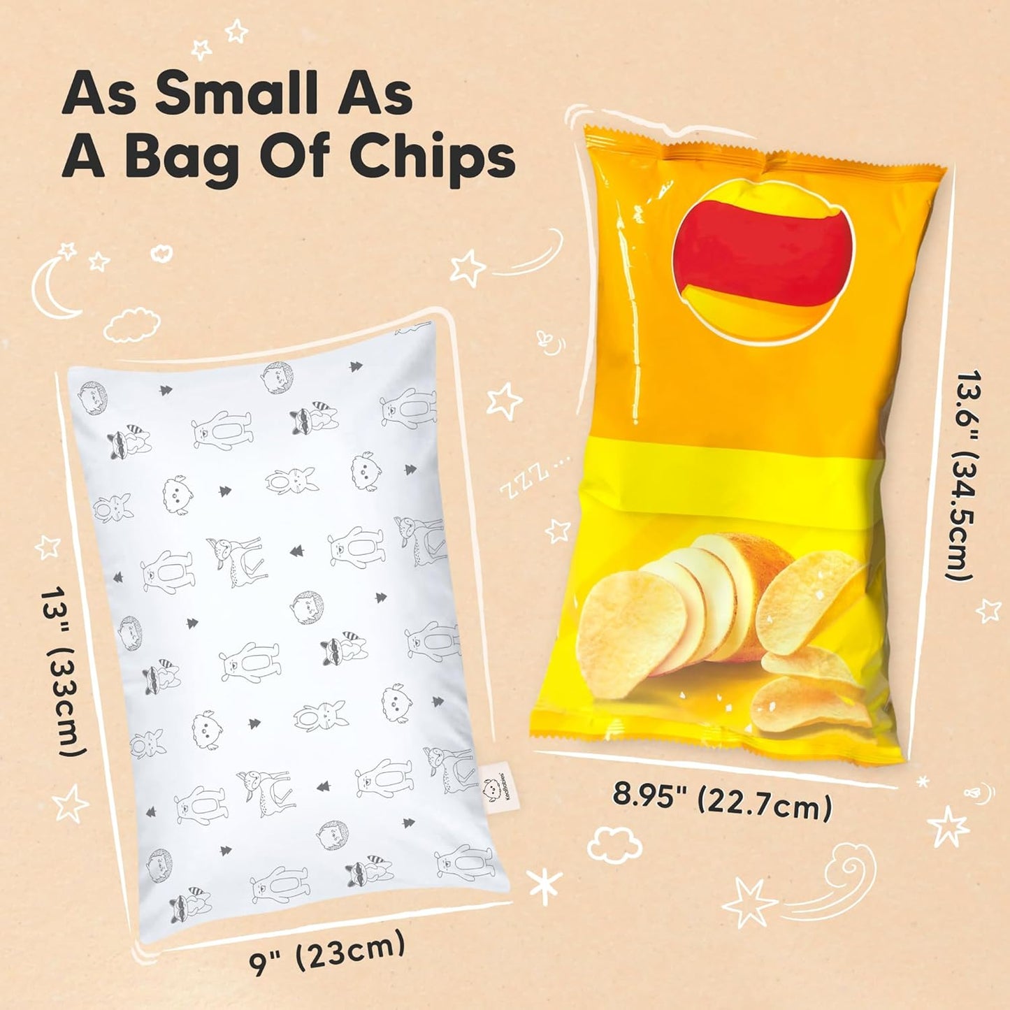 Mini Toddler Pillow with Pillowcase - 9x13 My Little Dreamy Travel Kids Pillow for Sleeping, Toddler Bed, Small, Tiny, Organic Cotton Pillowcase, Soft & Breathable, Kids 2-4 Years Old (KeaFriends)