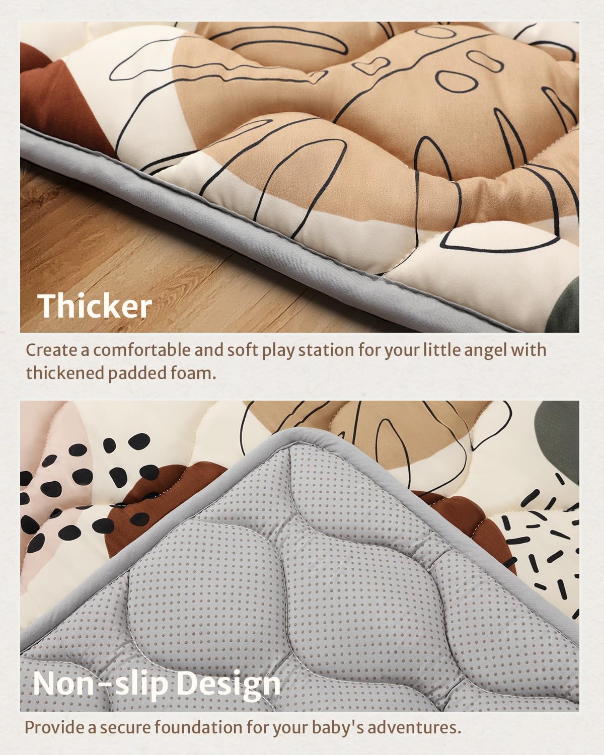 Blissful Diary Baby Play Mats for Floor, 59x59 Inch Thicker and Larger Soft Cushioning Foam Playmats for Babies and Toddlers, Foldable Washable Baby Playpen Mat, Boho Design