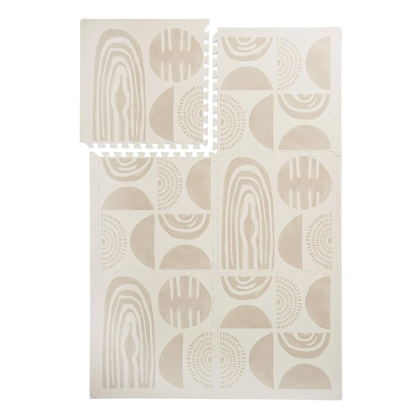 Premium Exercise & Baby Foam Play Mats - Stylish & Large Non-Toxic Odorless Floor Mat - 6 Tiles - Spacious 6ft x 4ft - Peel-Resistant Reinforced Ver.- Soft Thick, Waterproof - Desert Sand