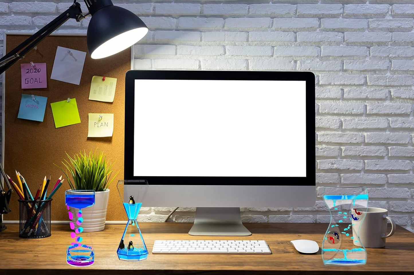 Liquid Motion Bubbler Timer Sensory Toys for Calm Relaxing, 1 Pack Penguin Blue Water Oil Motion Timer for Fidget Toy, Autism Toys, Children Activity, Office Desk Home Decoration