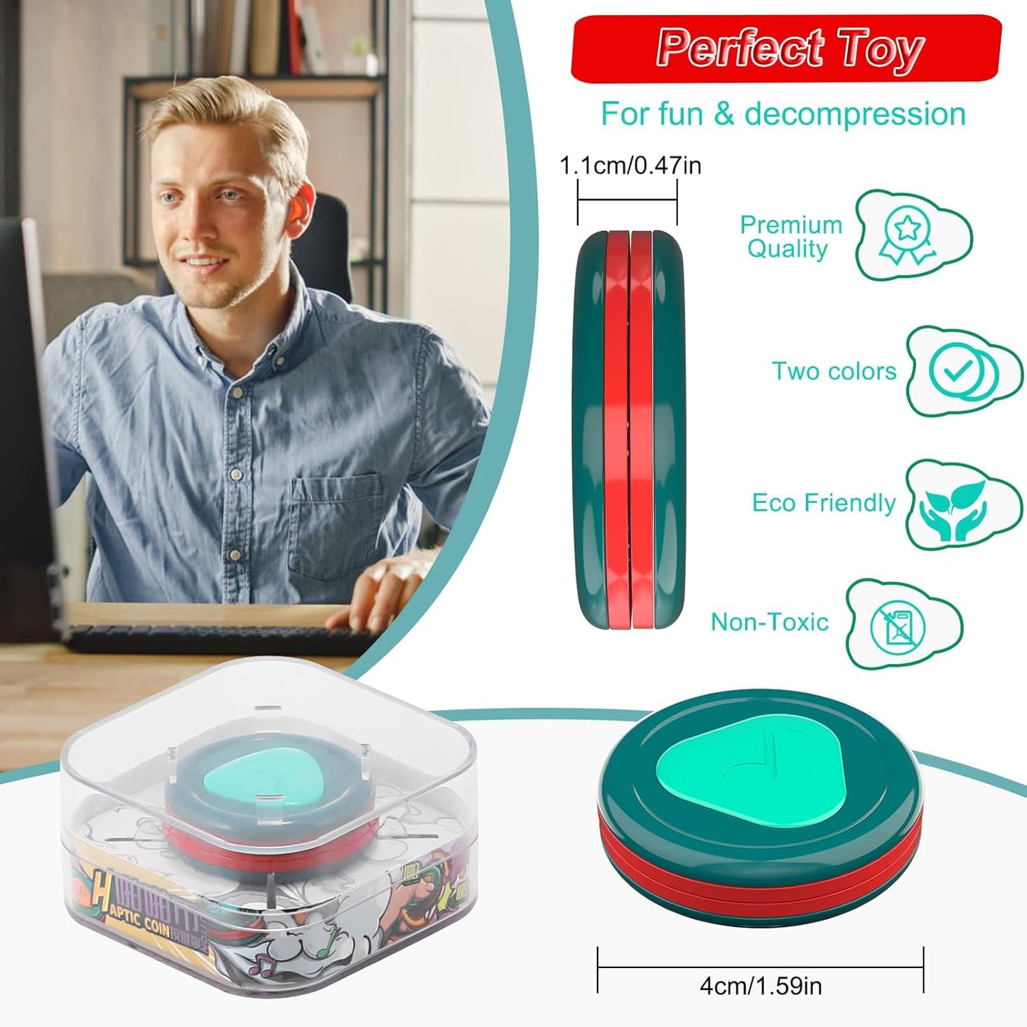 Fidget Slider Coin Toy Haptic Coin Blue Plastic Fidget Toy EDC Fidget Toy for Adults Desk Fidget Toys