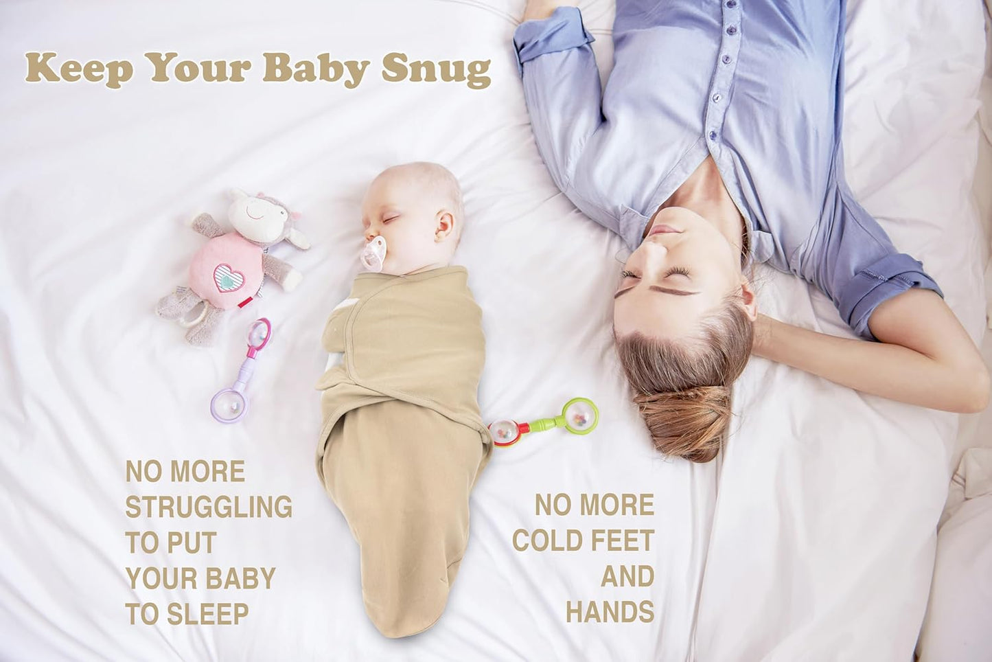 Bublo Baby Swaddles for Newborns – 3-Pack Infant Swaddles 0-3 Months – Adjustable Swaddle Sleep Sack – Soft Organic Cotton Baby Wrap for Safe & Cozy Sleep (Solid Grey)