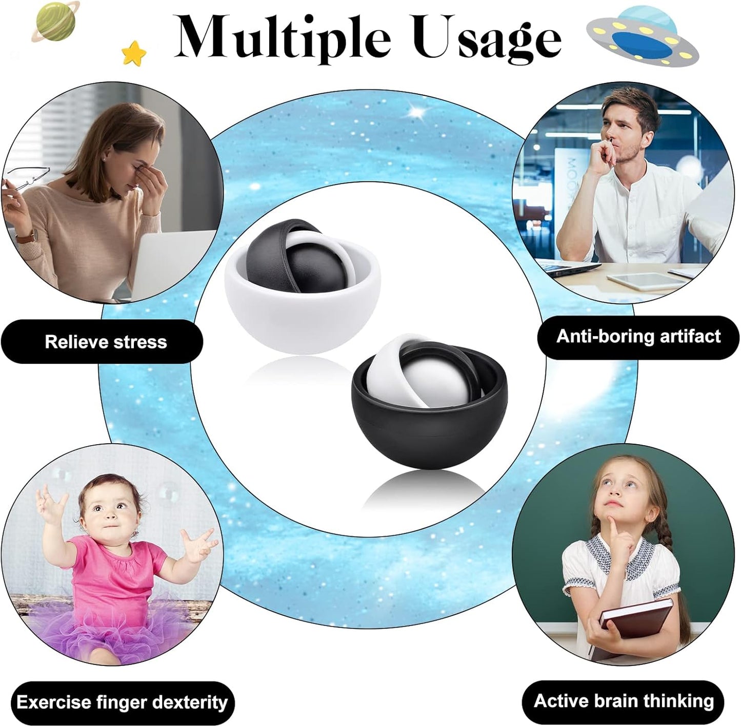 Fidget Toy for Adults, Fidget Gyro Toys, Gift Ideas Fidgets Gifts for Boys Girls Teens Kids, ADHD Autism Stress Relief Finger Toy Hand Fidget Spinner