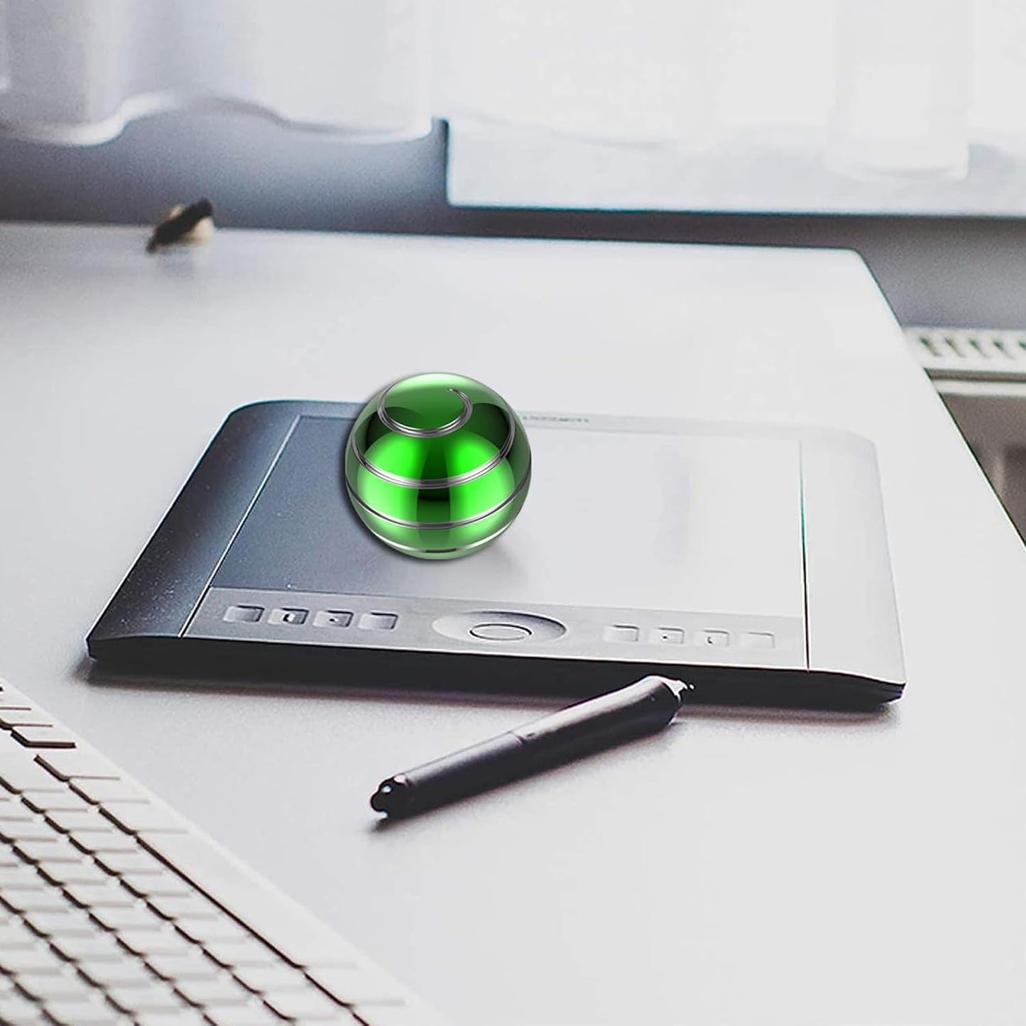 Desk Toys, 1.77'' Kinetic Spinning Ball for Adults, Kinetic Fidget Desk Toys for Party Favors, Christmas Stocking Stuffers, Easter Basket (45MM, Green A)