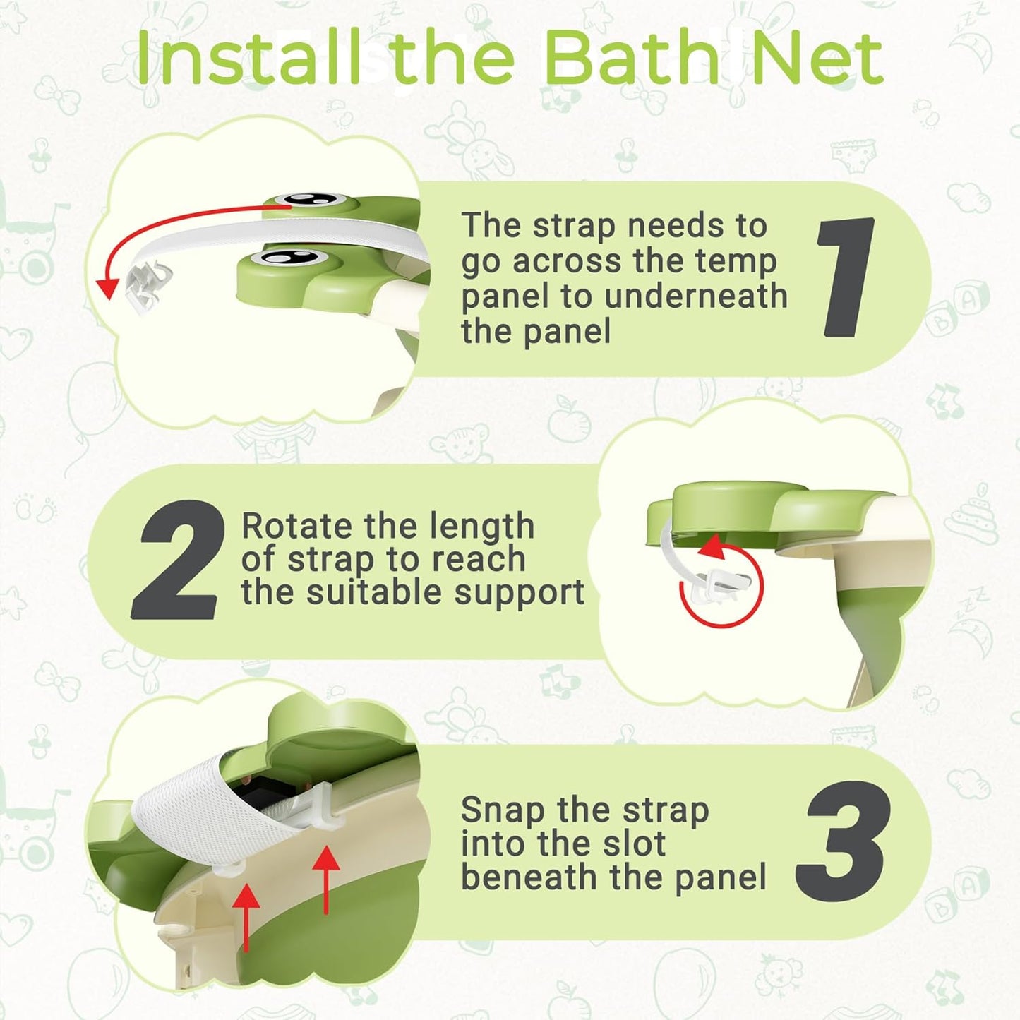 Baby Bathtub, Collapsible Newborn Bathtub for Infant to Toddler 0-24 Months with Soft Cushion and Thermometer,Portable Travel Newborn Tub with No-Slip Feet, Baby Shower Gifts,Green