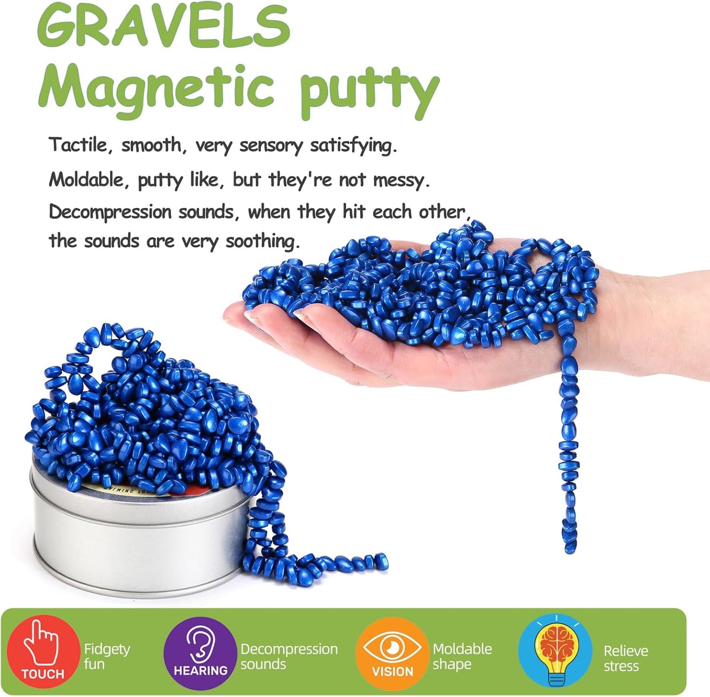550pcs Blue Magnet Balls Desk Toys for Adults, Ferrite Crags Magnetic Putty Desk Fidget Toys for Office