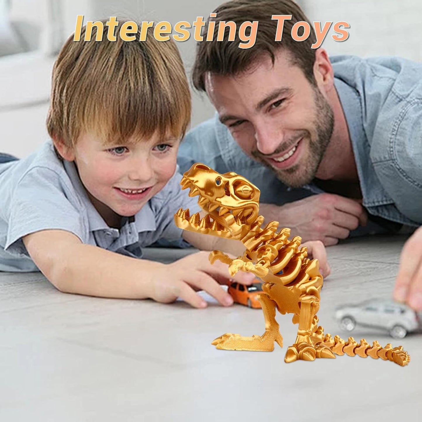 3D Printed Dinosaur Bones Tyrannosaurus Rex Skeleton with Movable Joints, 3D Model Skull T-Rex, Flexible Articulated Dinosaur Fidget Toys Adults for Autism/ADHD