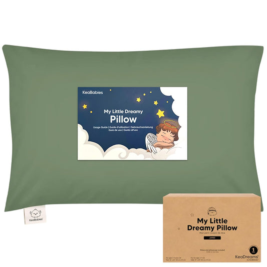 KeaBabies Toddler Pillow with Pillowcase, Jumbo 14X20 - Soft Organic Cotton Toddler Pillows for Sleeping - Machine Washable - Perfect for Travel, Toddler Bed Set (Jungle Green)