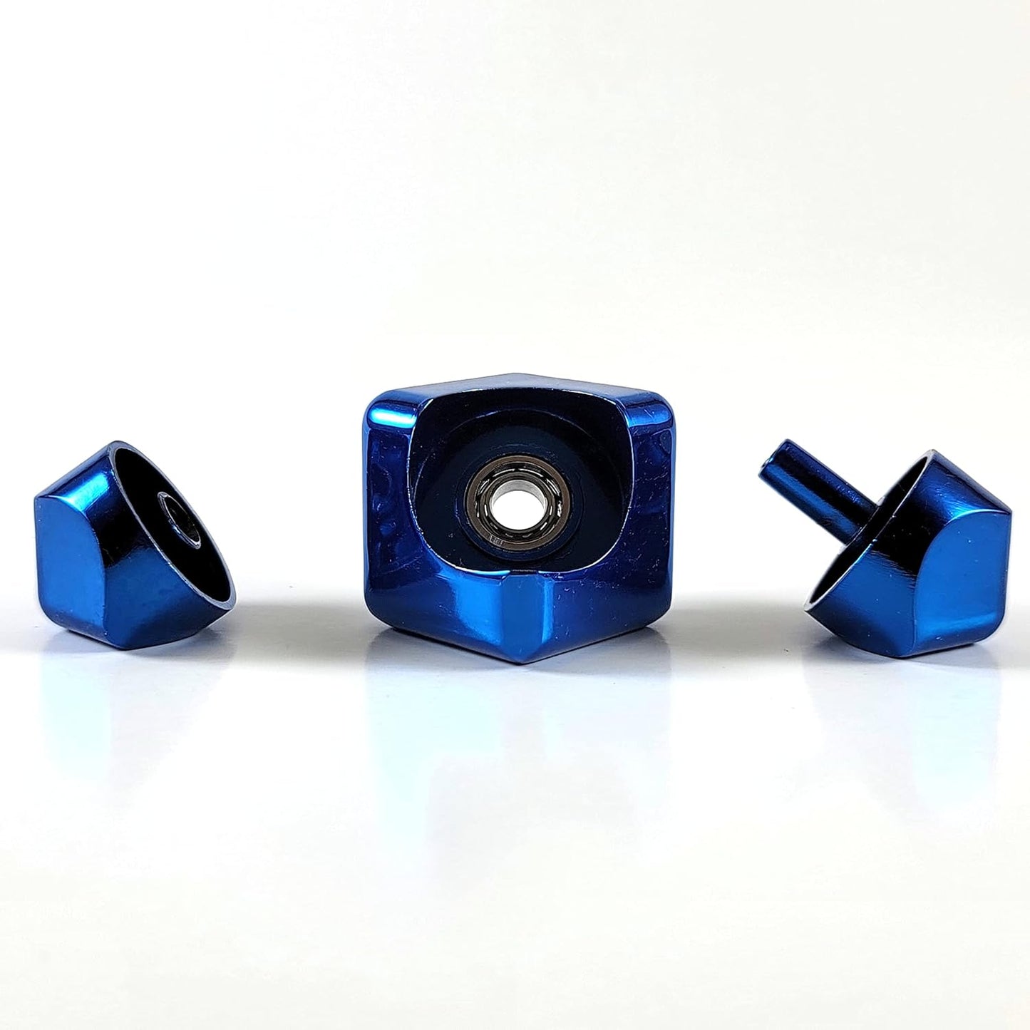 QUBI Cube Spinner 4-in-1 Spinning Toy– Helps with Anxiety, ADHD, Autism, Stress & Focus– Desktop EDC Fidgets Spinner Aluminum Alloy Build for Kids & Adults. Blue.