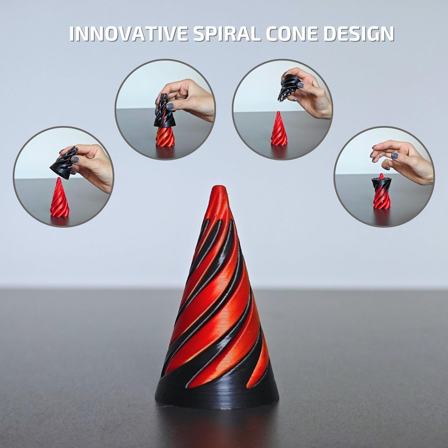 Impossible Cone - 2.5" x 1.5" Spiral Cone Fidget Toy for Stress Relief and Mind-Bending Fun