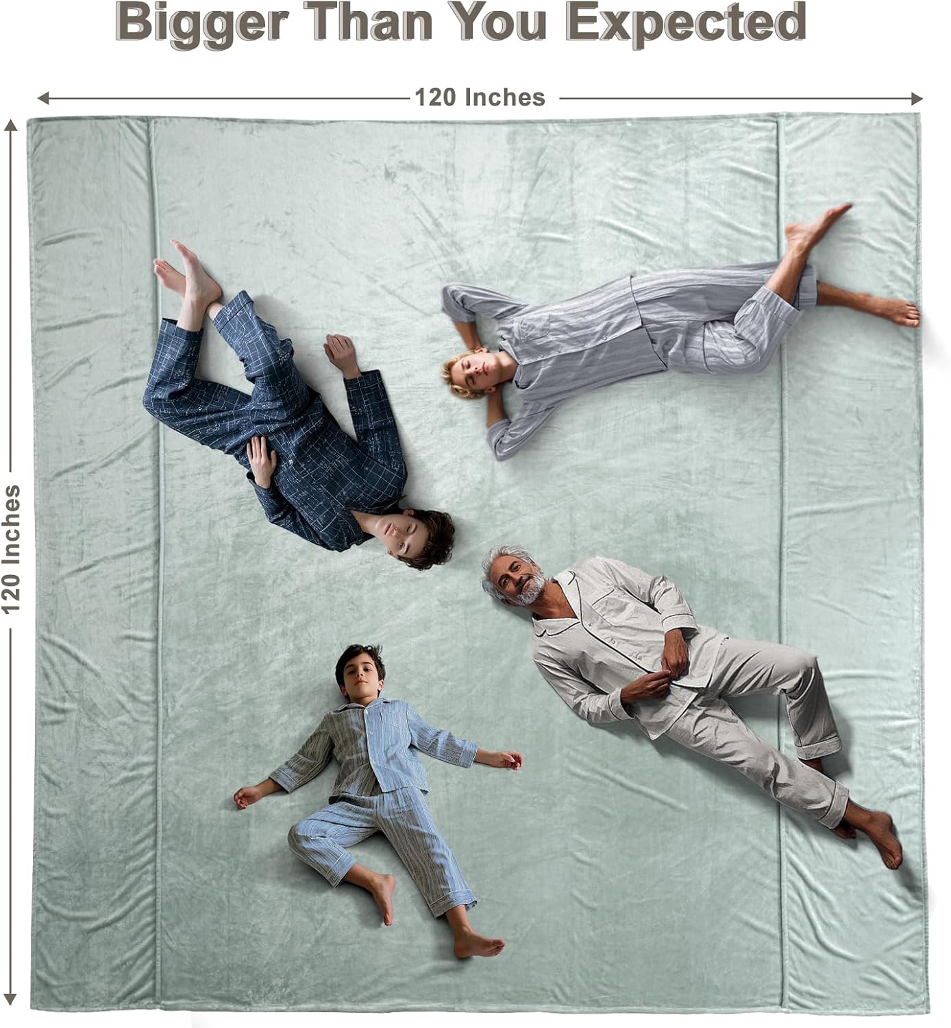 PHF Oversized King Fleece Blanket 120"x120", No Shed No Pilling Big Soft Blanket, Extra Large 10'x 10' Lightweight for Bed, Sofa Travel and Camping, Suitable for All Season, Sage Green