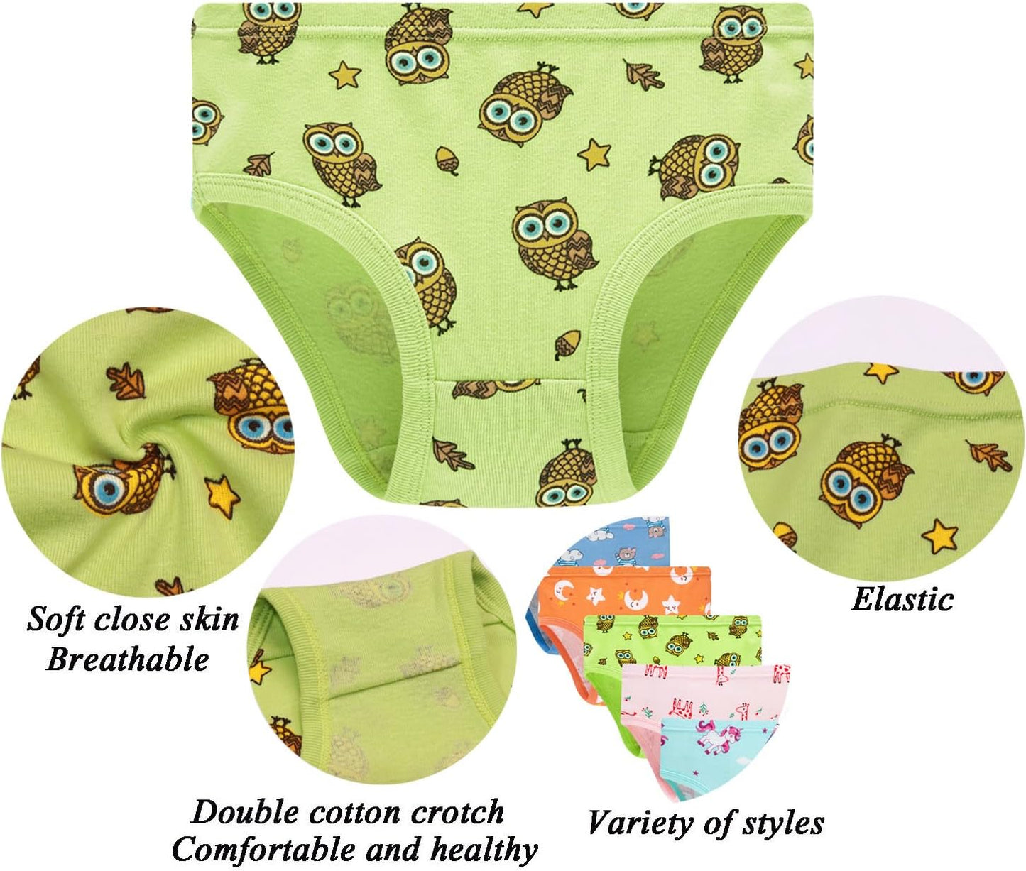 Boboking Soft Cotton Underwear Toddler Girls'Briefs Soft Undies