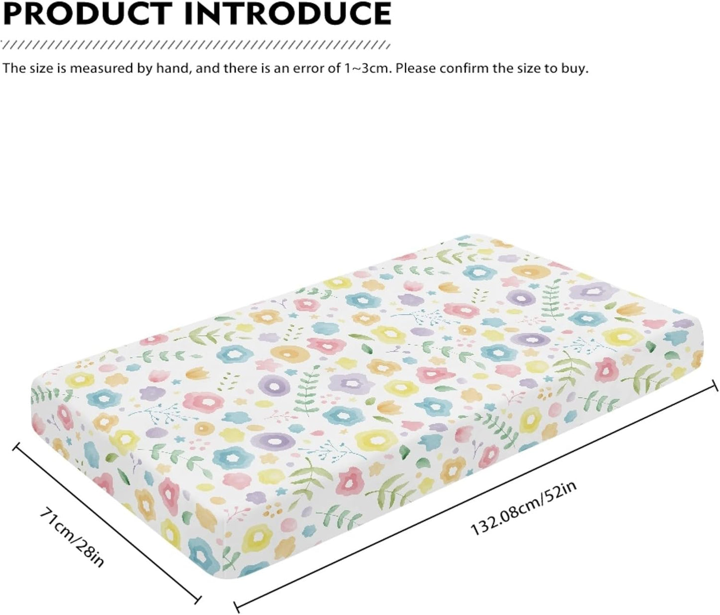 Pastel Flower Fitted Crib Sheet Floral Baby Crib Sheet Fit Standard Crib and Toddler Mattress,Crib Mattress Sheets for Boys Girls 28"x52"