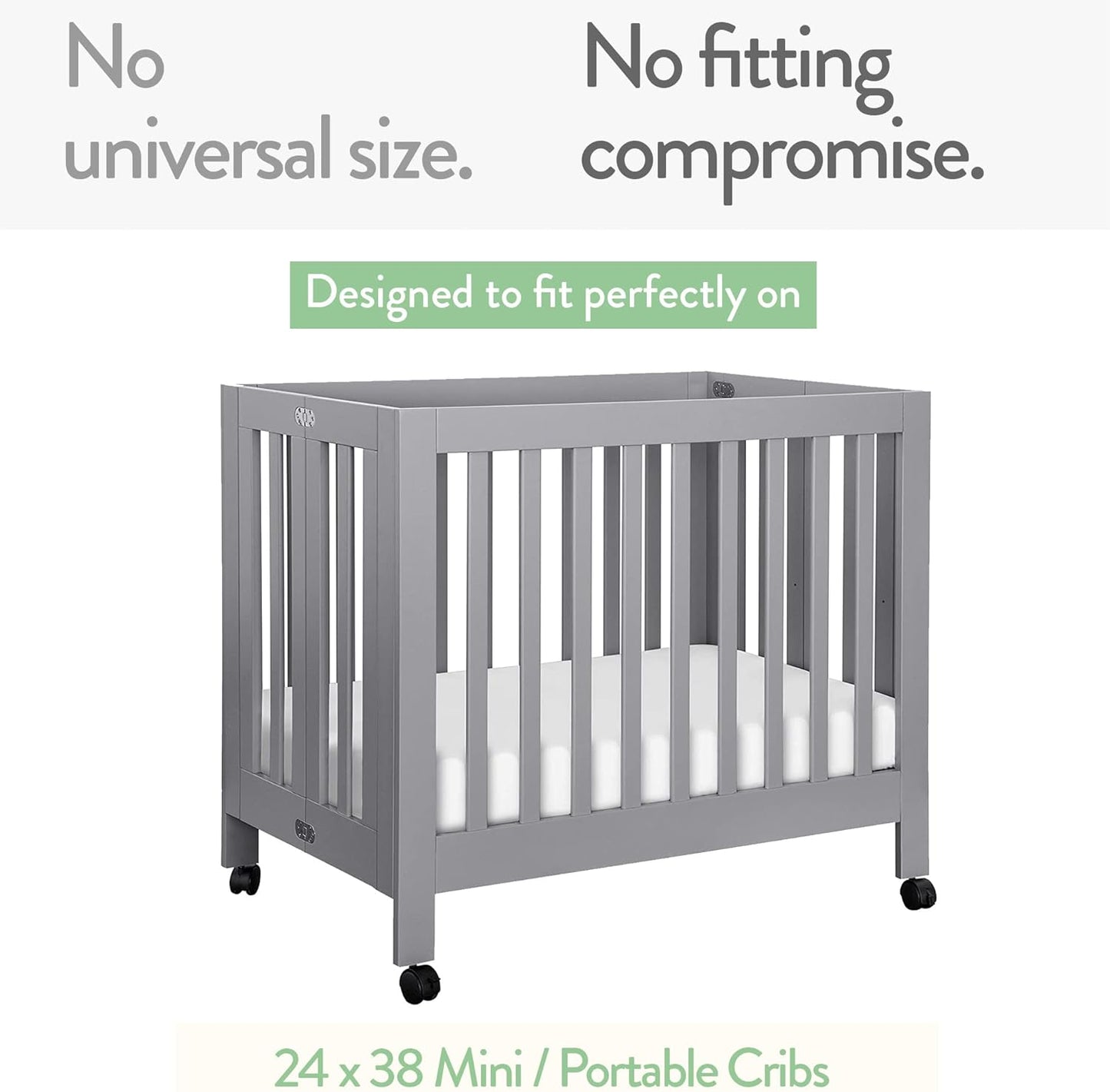 Mini Portable 24x38 Fitted Crib Sheets – Compatible with Dream on Me, Delta Porta Crib and Arms Reach Ideal Cosleeper – 100% Jersey Cotton – Light + Dark Grey – 2 Pack