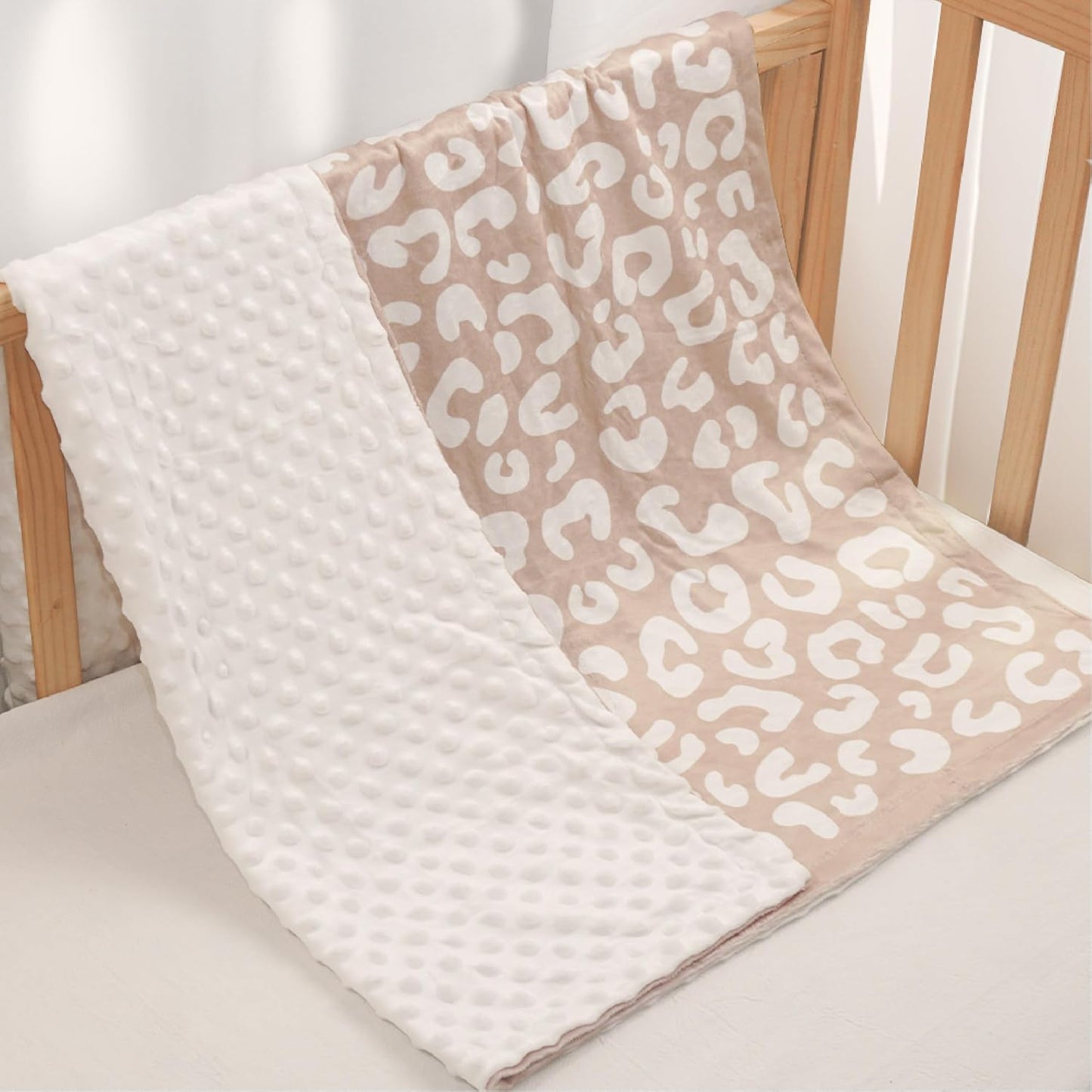 Leopard Print Minky Baby Blanket 30 x 40 Inches for Girls, Soft Plush Receiving Blanket with Dotted Back, Gift for Toddler Newborn Infant Christmas Birthday Baby Shower