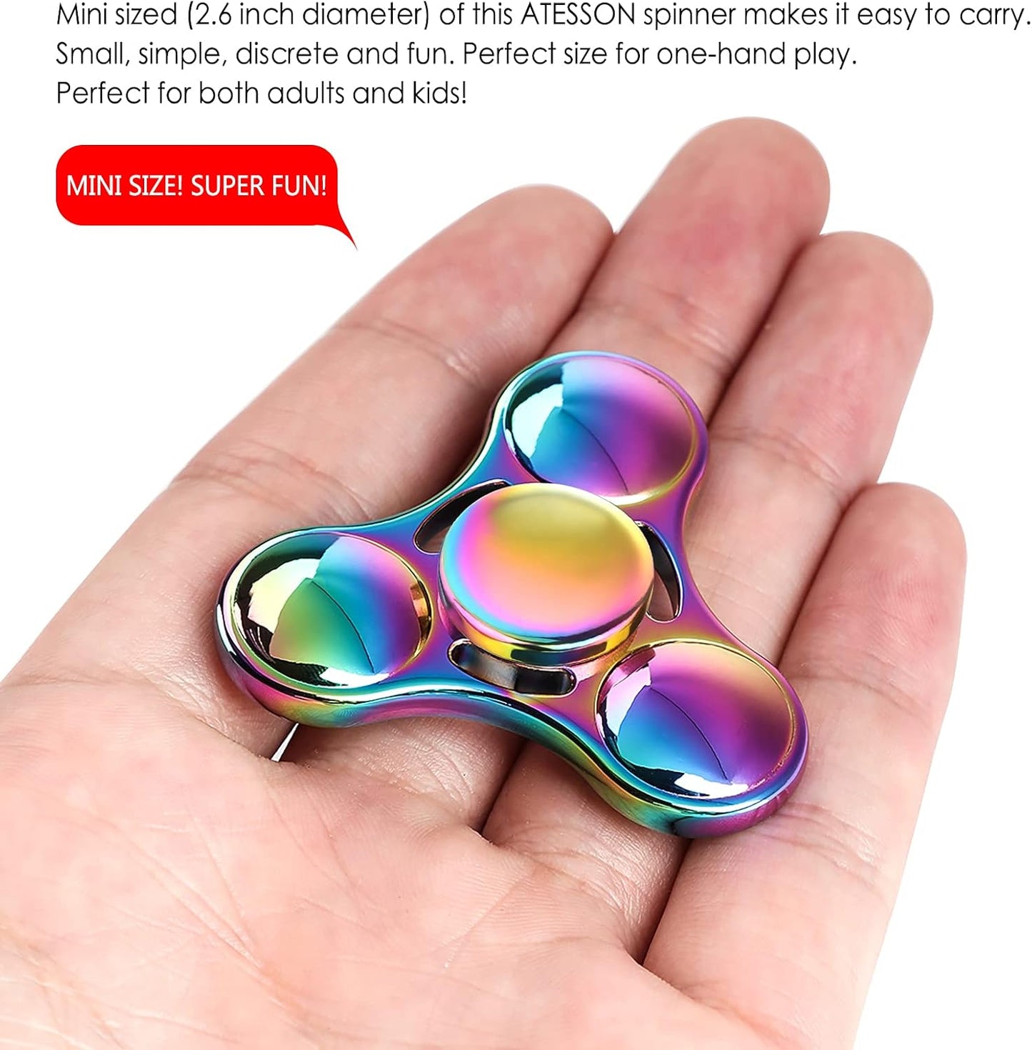 ATESSON Fidget Spinner Toy Durable Stainless Steel Bearing High Speed Spins Precision Metal Hand Spinner EDC ADHD Focus Anxiety Stress Relief Boredom Killing Time Toys for Adults Kids