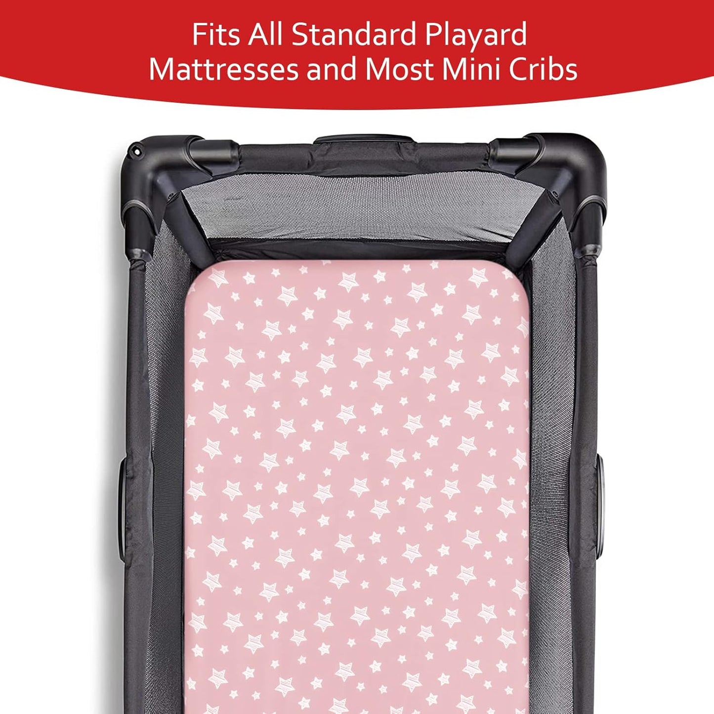 Pack and Play Sheets Girl, 4 Pack Mini Crib Sheets, Stretchy Pack n Play Playard Fitted Sheet, Compatible with Graco Pack n Play, Soft and Breathable Material, Pink