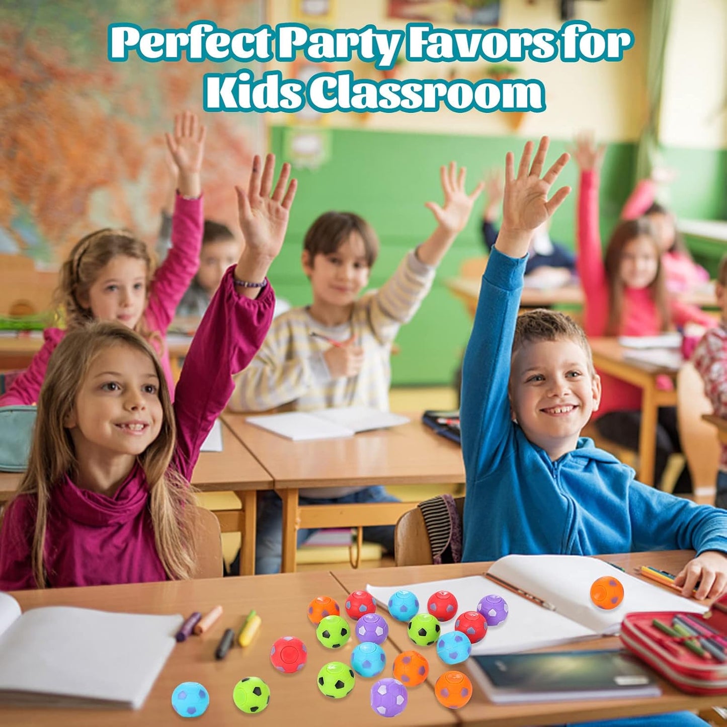 SCIONE 36 Pack Soccer Party Favors for Kids 4-8 8-12 Soccer Balls Fidget Spinner Goodie Bag Stuffers Treasure Box Toys for Classroom Prizes Return Gifts for Kids Birthday Christmas Party favors