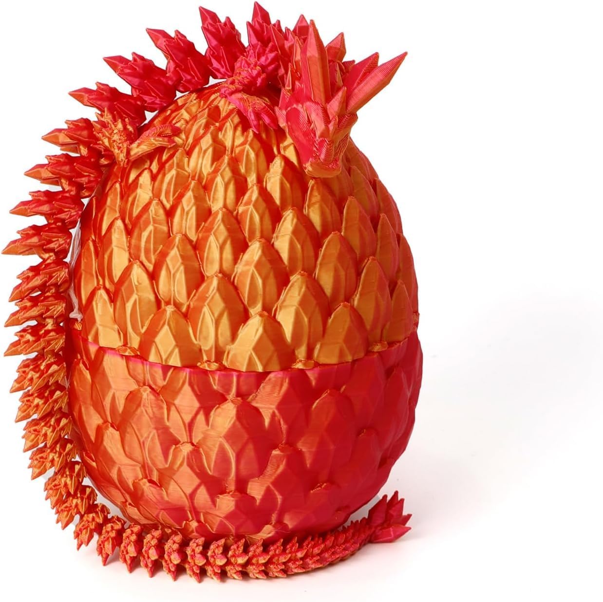 Easter Egg Dragon Egg 12In Dragon Toy 3D Printed Dragon Fidget Toys 3D Printed Dragon Egg with Articulated Dragon Inside Fidget Toys for Autism/ADHD (Red Mix Gold)