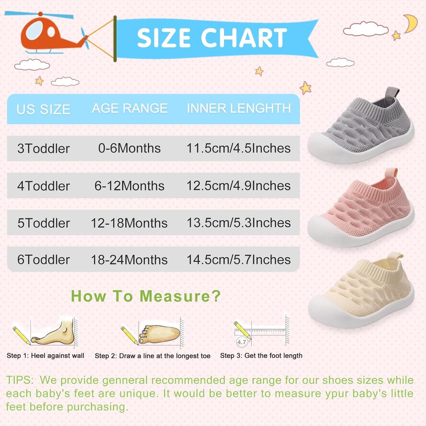 Baby First-Walking Shoes 1-4 Years Kid Shoes Trainers Toddler Infant Boys Girls Soft Sole Non Slip Cotton Canvas Mesh Breathable Lightweight TPR Material Slip-on Sneakers Outdoor