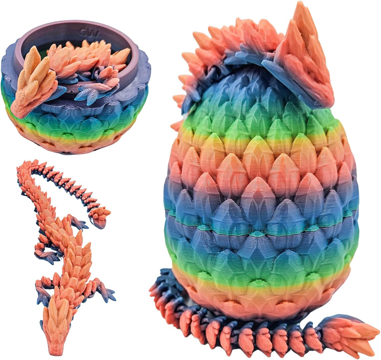 Easter Dragon Eggs 3D Printed Dragon Egg with Dragon Inside Articulated Crystal Dragon Fidget Toy Mystery Easter Suprise Home Office Decor Executive Desk Toys