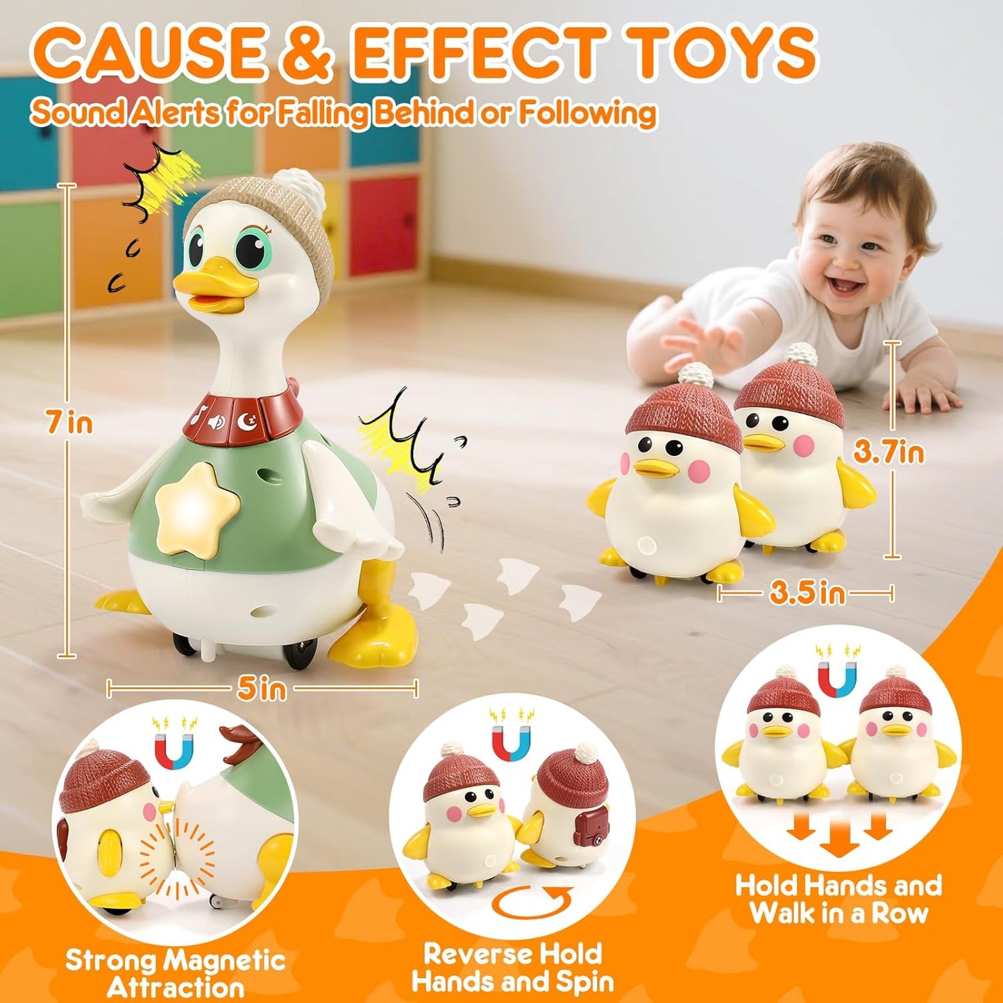 LUDILO Infant Baby Toys 6-12 Months: Musical Crawling Duck Toy Must Have 5 6 7 8 9 10 12 18 Month Old Baby Toy 0-6-12-18 Month Newborn Tummy Time Toys for 1 Year Old Boy Girl Gifts Stocking Stuffers