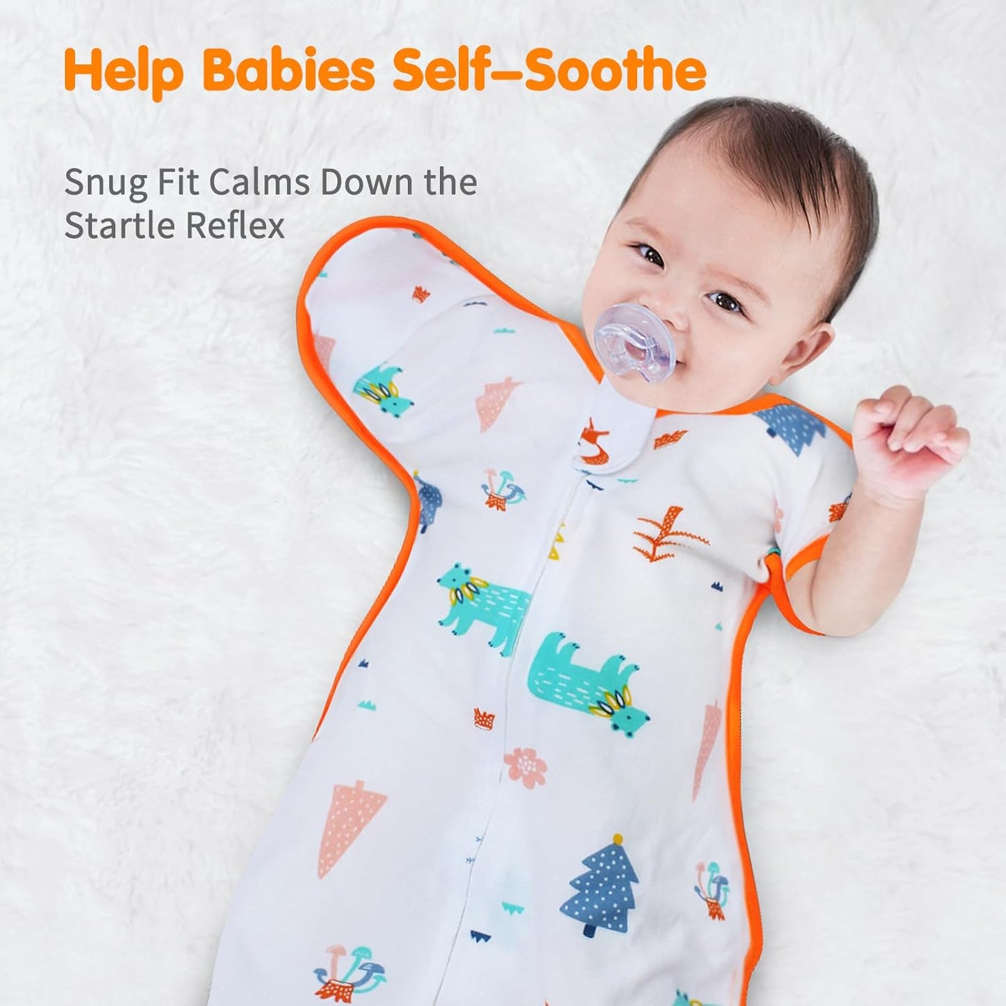 Transition Swaddle 6-9 Months Sleep Sack Arms up Swaddle 2-Way Zipper 100% Cotton Arms in/out, 0.8 Tog Sleep Sack Baby Swaddles for Boy Girl, 2-Pack Baby Transitional Swaddle Sack (Large 20-27lbs)