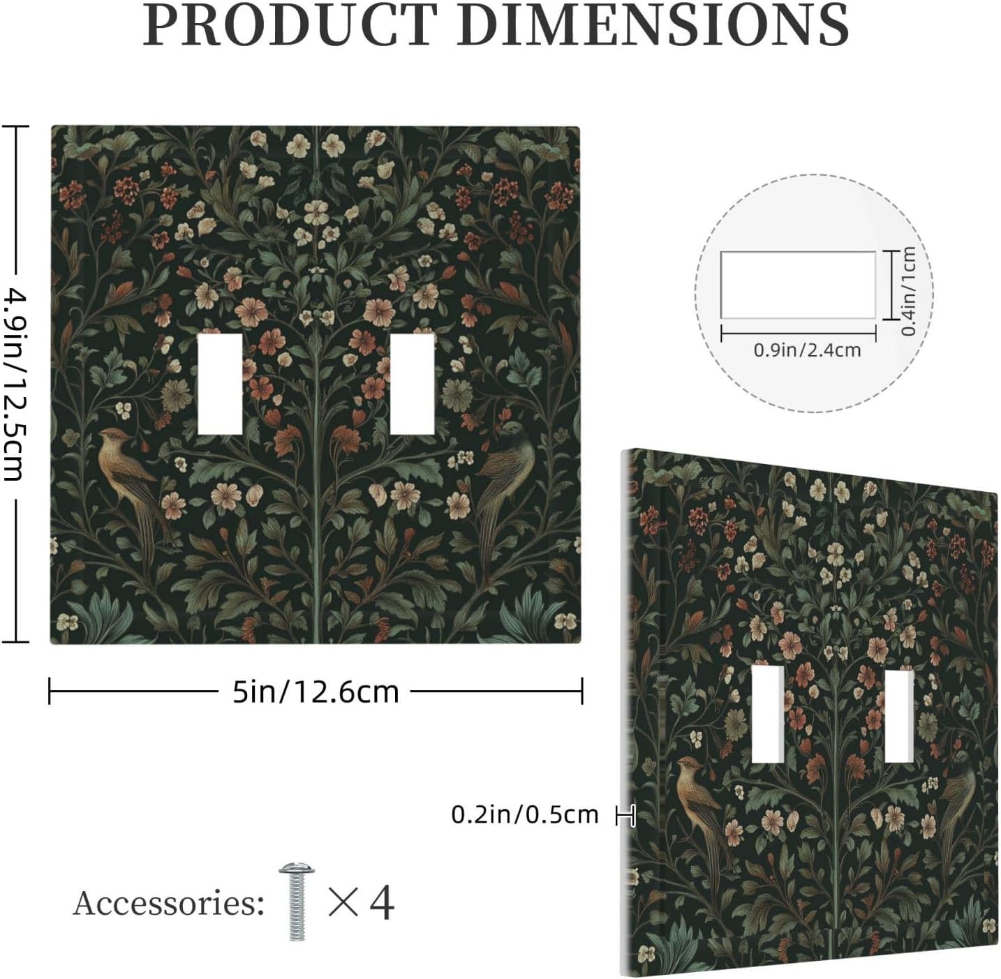Decorative Switch Plates Vintage Morris Colorful Flower Green Leaf 2 Gang Double Toggle Outlet Light Switch Cover Wall Plate Electrical Faceplate For Bed Room Living Room Decor
