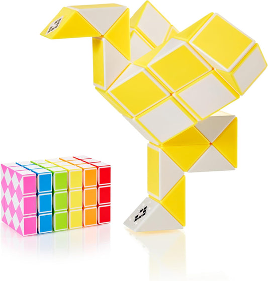 CUBIDI® Magic Snake Cube | Fidget Snake Toy for Kids | Travel Toys for Kids Ages 4-8 | Great Gift for Boys and Girls Birthday, Christmas, Stocking Stuffers - 36 Blocks | 0.9 inch x 0.7 inch | Yellow