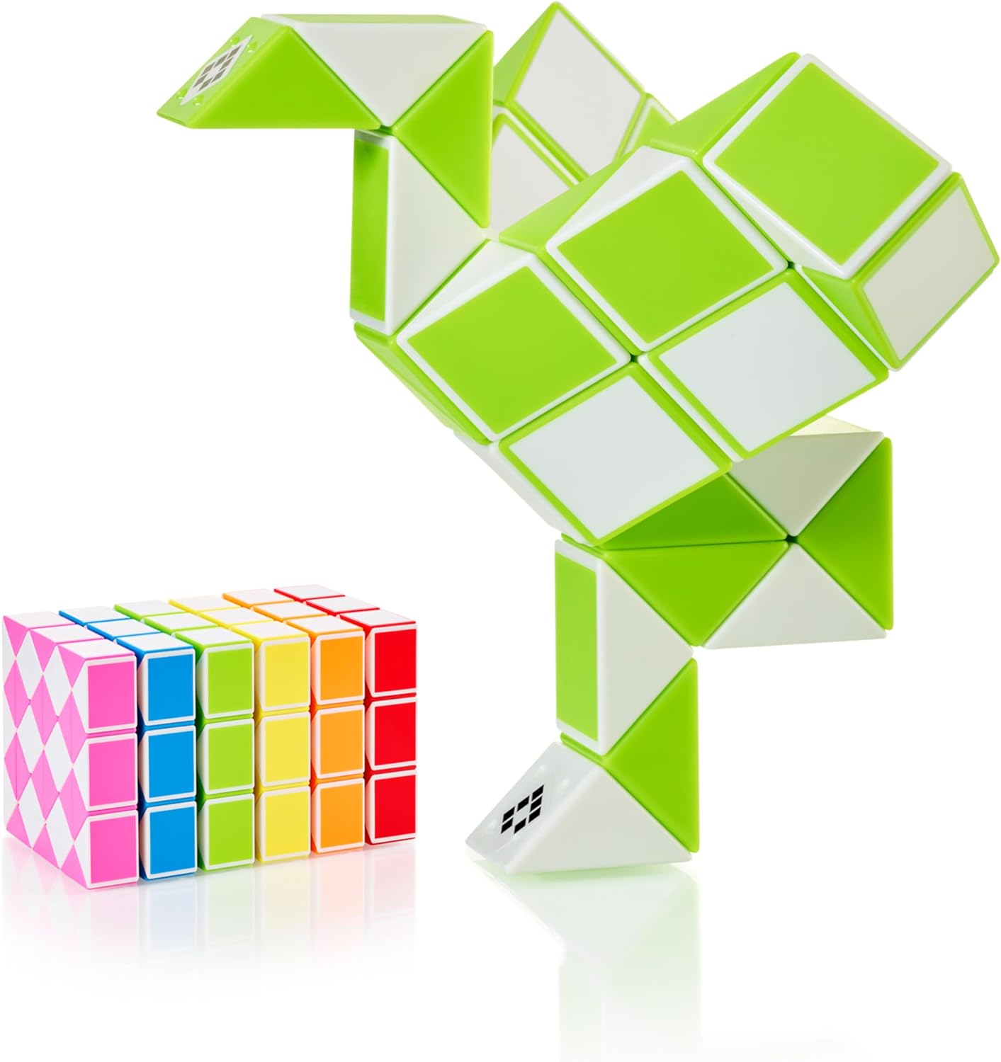 CUBIDI® Magic Snake Cube | Fidget Snake Toy for Kids | Travel Toys for Kids Ages 4-8 | Great Gift for Boys and Girls Birthday, Christmas, Stocking Stuffers - 36 Blocks | 0.9 inch x 0.7 inch | Green