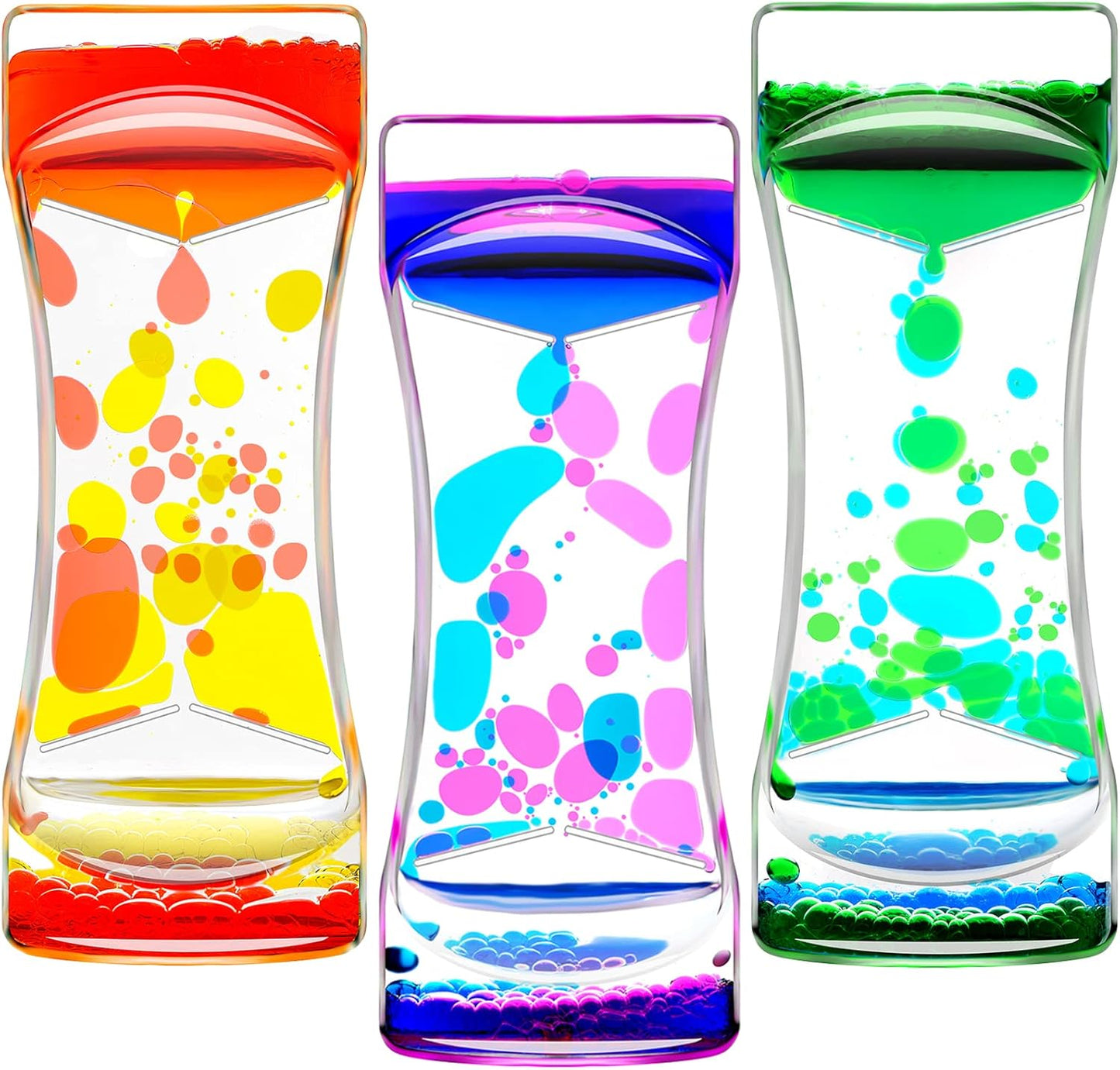 Liquid Motion Bubbler Timer Set of 3 for Sensory Toys, Drop Oil Water Timers for Fidget Toy, Autism Toys, Relaxing Activity, Home Office Desk Toys, Christmas Stocking Filler Gift