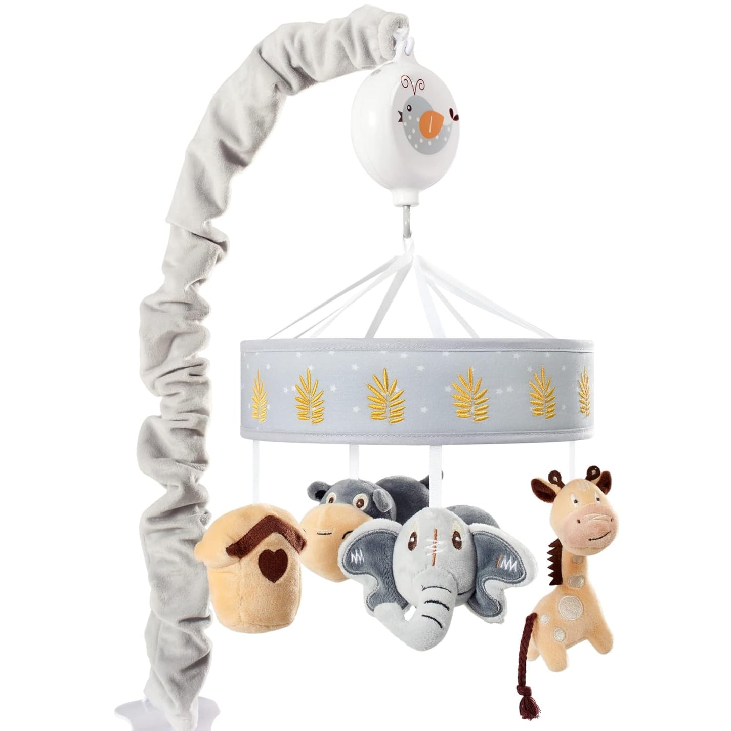Musical Baby Crib Mobile - Jungle Animal Safari Theme Baby Mobile for Crib, Baby Soother, Baby Toys, Crib Toys Animals, Gray, Tan,