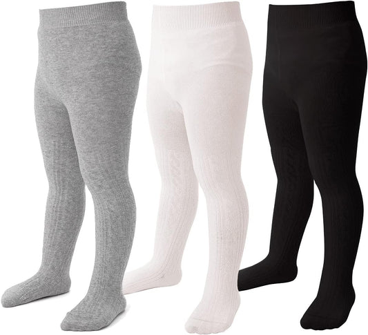 Marchare Baby Girls Tights Thick Solid Cable Knit Leggings Winter Warm Stockings For Toddler Girls 1/2/3/4/5 Pack