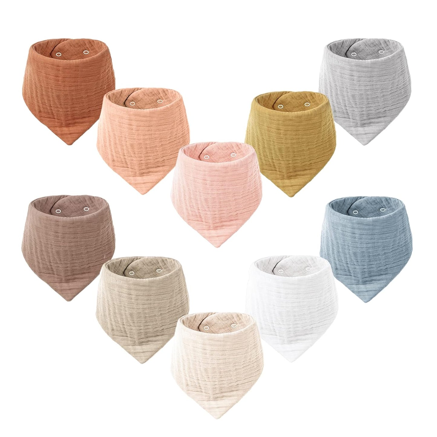 Konssy Muslin Baby Bibs 10 Pack Baby Bandana Drool Bibs 100% Cotton for Unisex Boys and Girls, Soft Absorbent Set for Teething and Drooling