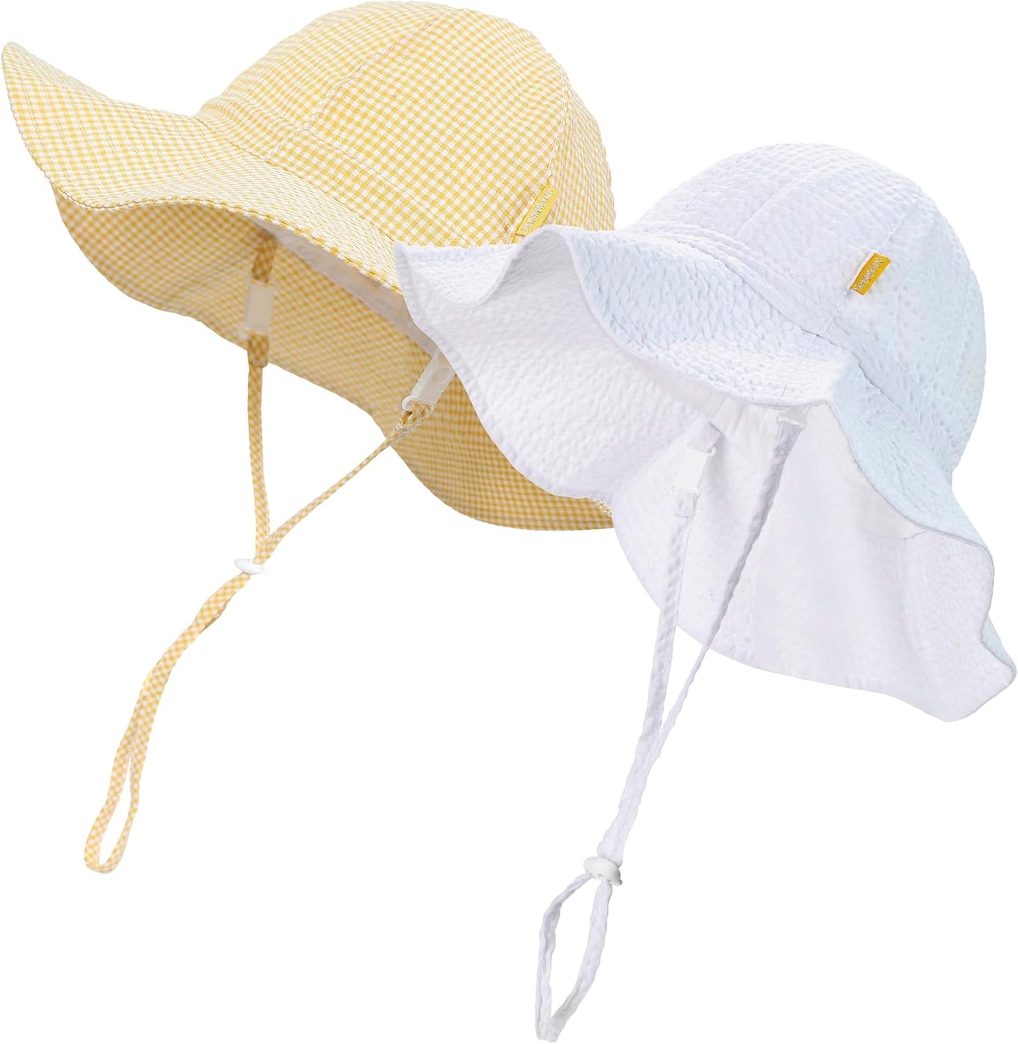 Baby & Toddler Wide Brim Sun Hats UPF 50+ Sun Protection Bucket Cap Cute Adjustable Hat in Seersucker