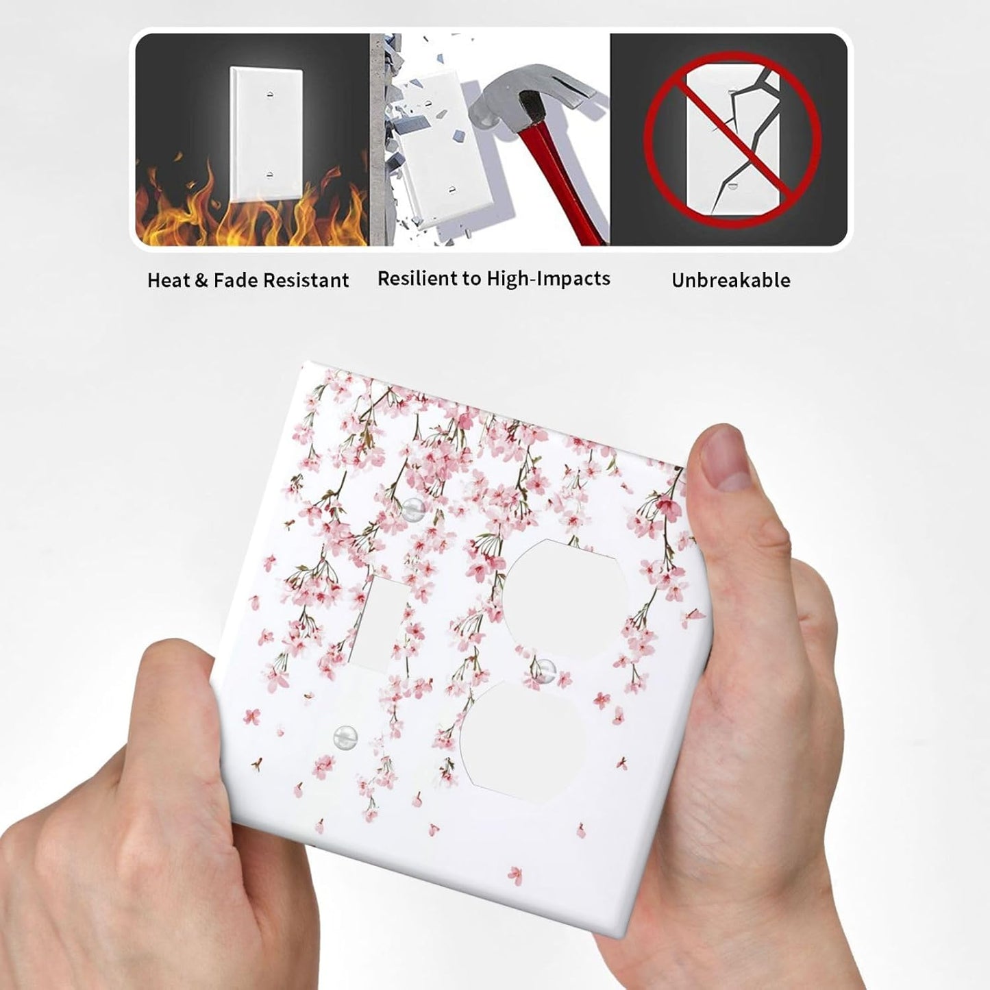 Wallplates Sakura Plant Floral Pink Flowers 1 Toggle 1 Duplex Switch Plate Electrical Gfci Faceplate Decorative Light Switch Covers For Bed Room Living Room Decor