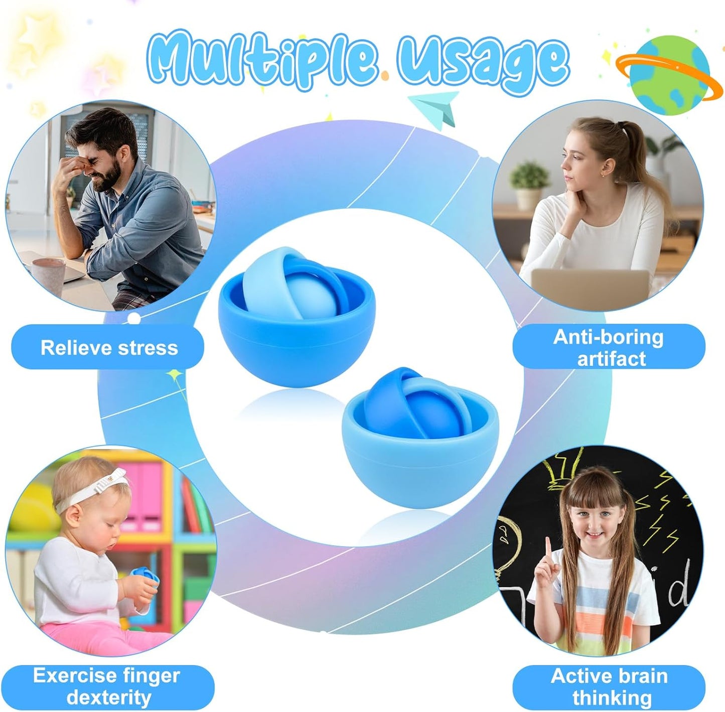 Fidget Toys Adults, Fidget Gyro Toys for Kids, Gift Ideas for Boys Girls 8-12 Teens Halloween New Year Party Favors Classroom Prizes, ADHD Autism Stress Relief Finger Toys