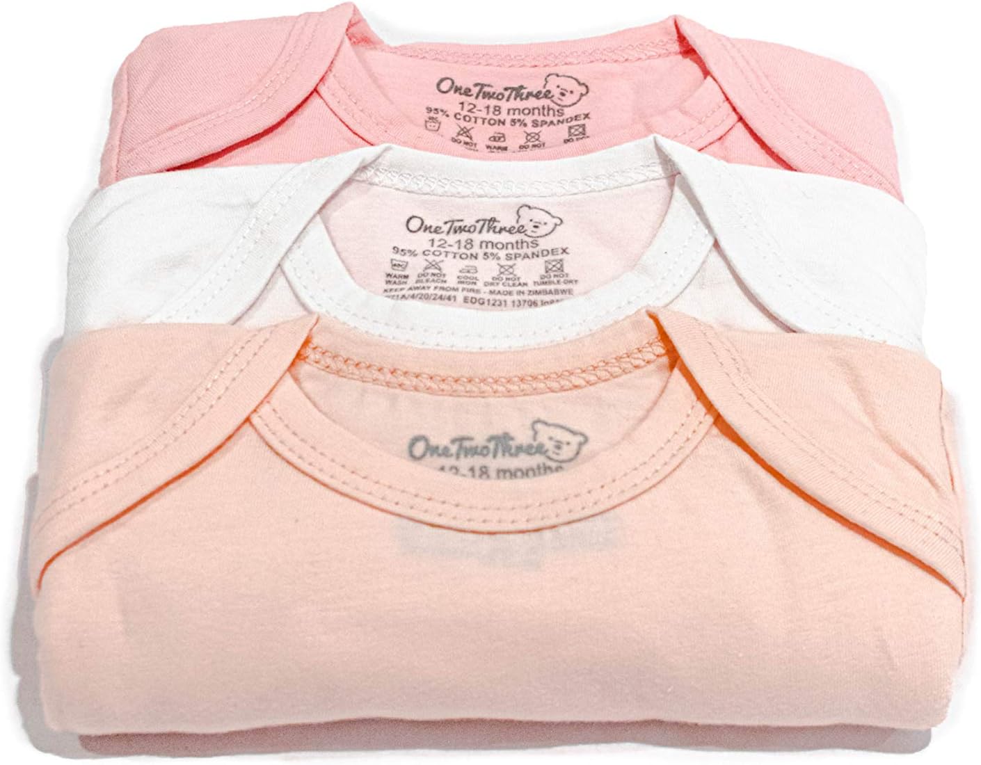 123 Bear Baby Cotton Spandex short-sleeve bodysuits unisex boy girl