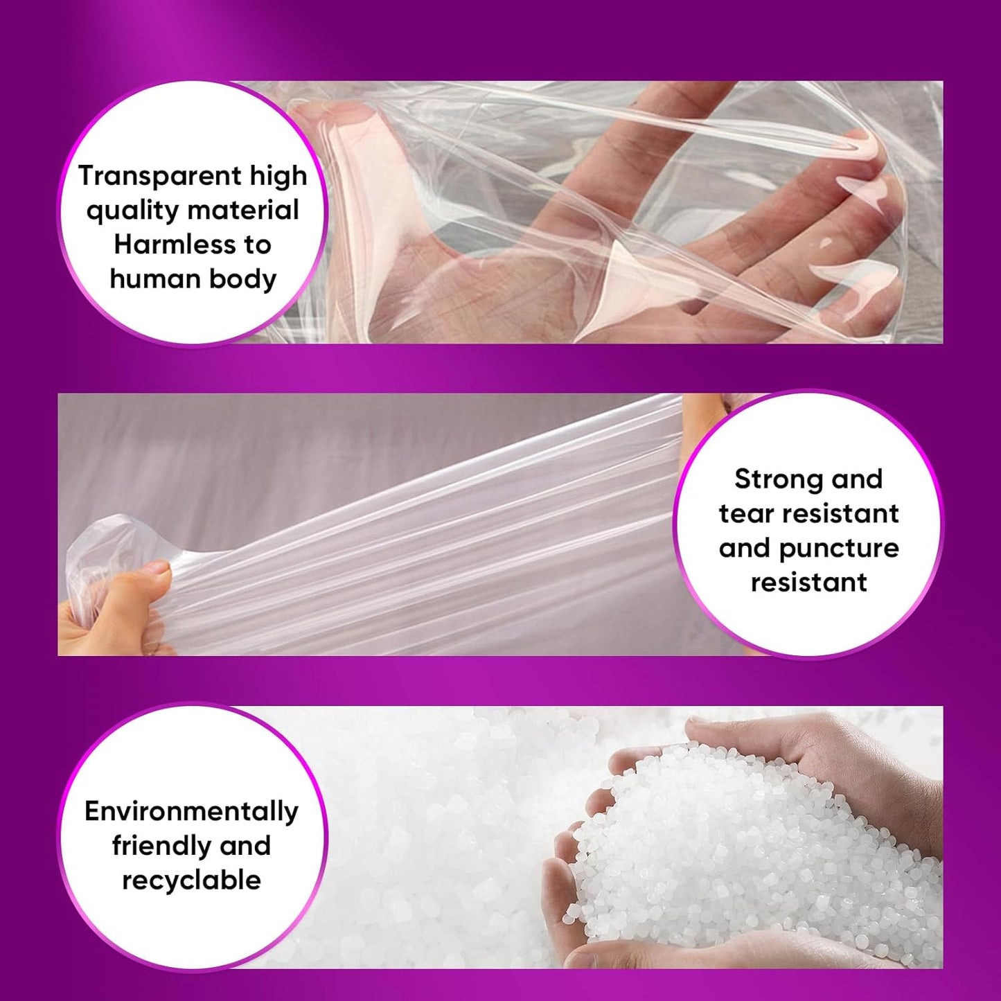 ZCHENBS® – Mattress Bags for Moving and Storage,Mattress Bag with Zippers,5 Mil Ultra-Thick Bed Bag,Waterproof,Anti-Tear,Heavy-Duty Mattress bag (Tansparent/Purple, Queen-(1 Pack))