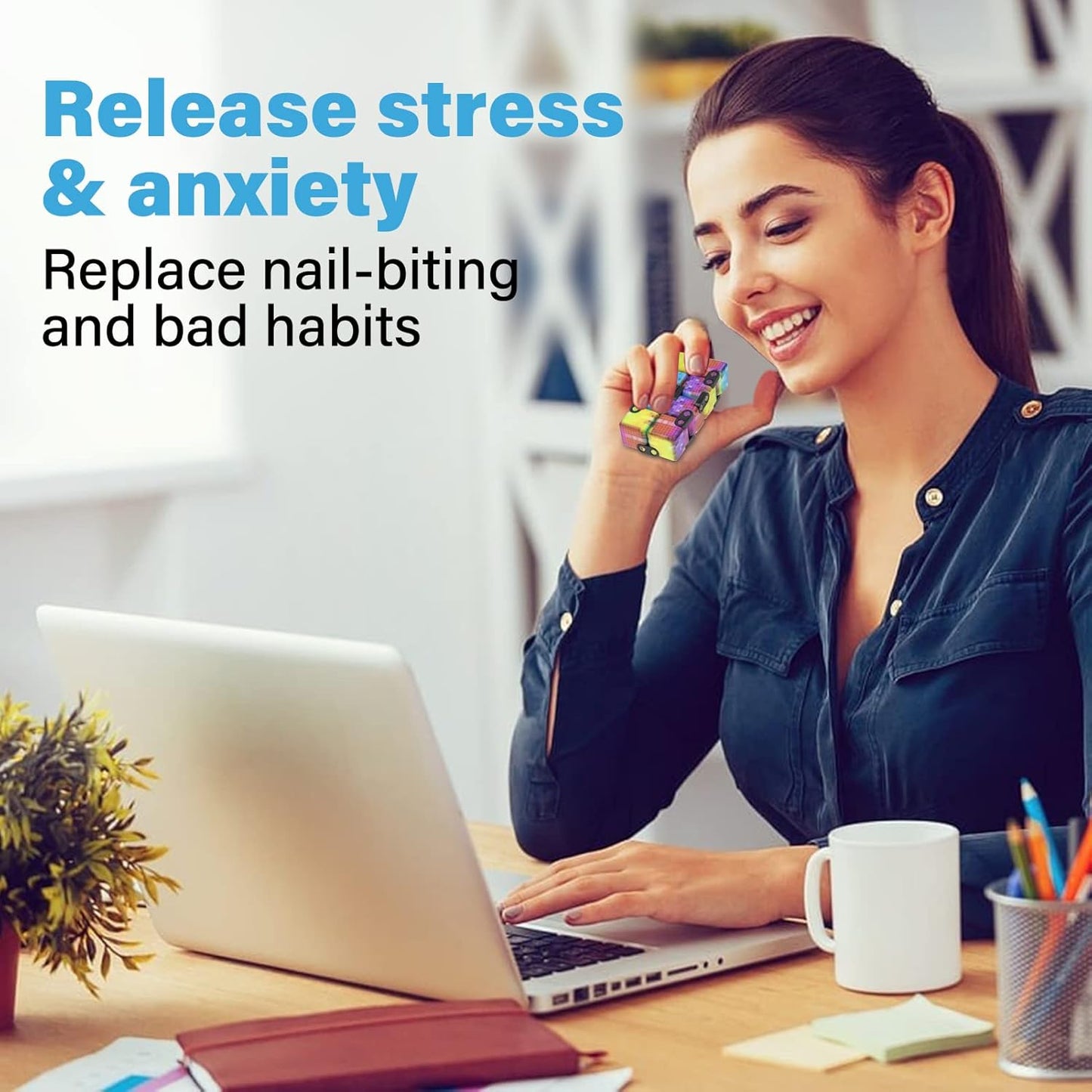 Infinitycube Fidget Toy Stress Relieving Fidgeting Game for Kids and Adults,Cute Pocket-sized Unique Gadget for Anxiety Relief and Kill Time (Mini Colorful Plaid)