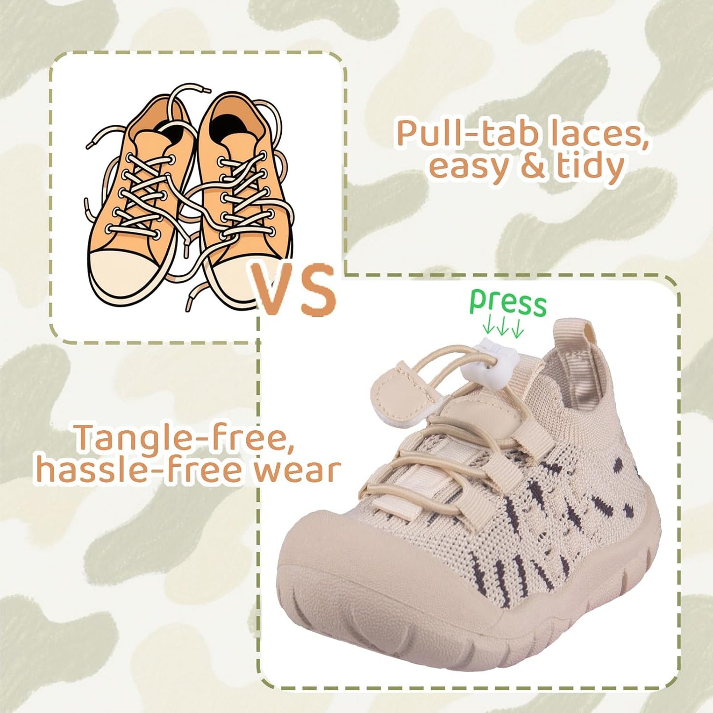 Baby First-Walking Shoes 1-4 Years Kid Shoes Trainers Toddler Infant Boys Girls Soft Sole Non Slip Cotton Canvas Mesh Breathable Lightweight TPR Material Slip-on Sneakers Outdoor