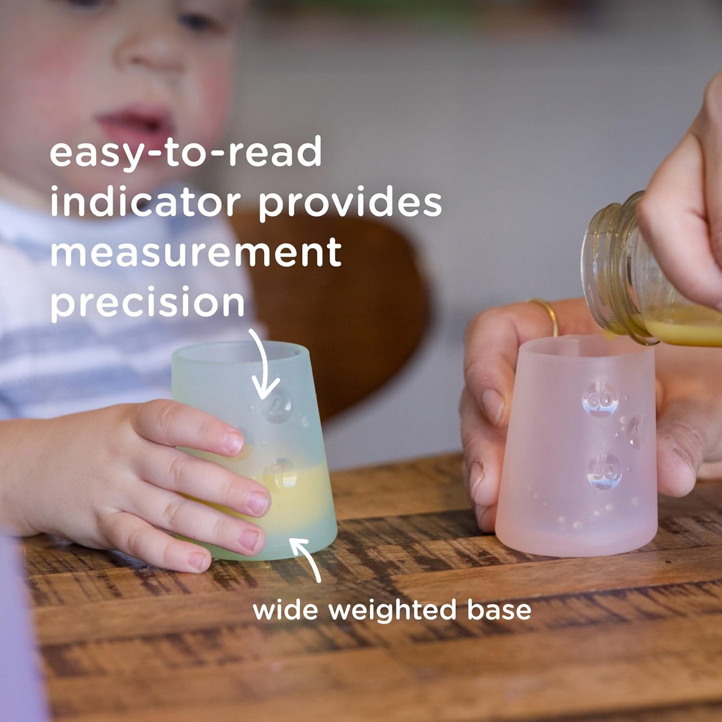 Olababy First Cup | Clear Sense 100% Silicone Infant Trainer Cup | 2oz Medicine Cup for Newborn | Non-Slip & Sloping Design for Tiny Hands & Baby Led Weaning (Mint/Lilac, 2 Cups)