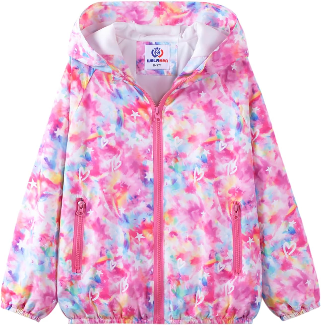 WELAKEN Lightweight Jacket for Girls Kids & Toddler II Girls' Print Water-Resistant Jacket