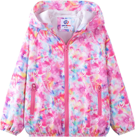 WELAKEN Lightweight Jacket for Girls Kids & Toddler II Girls' Print Water-Resistant Jacket